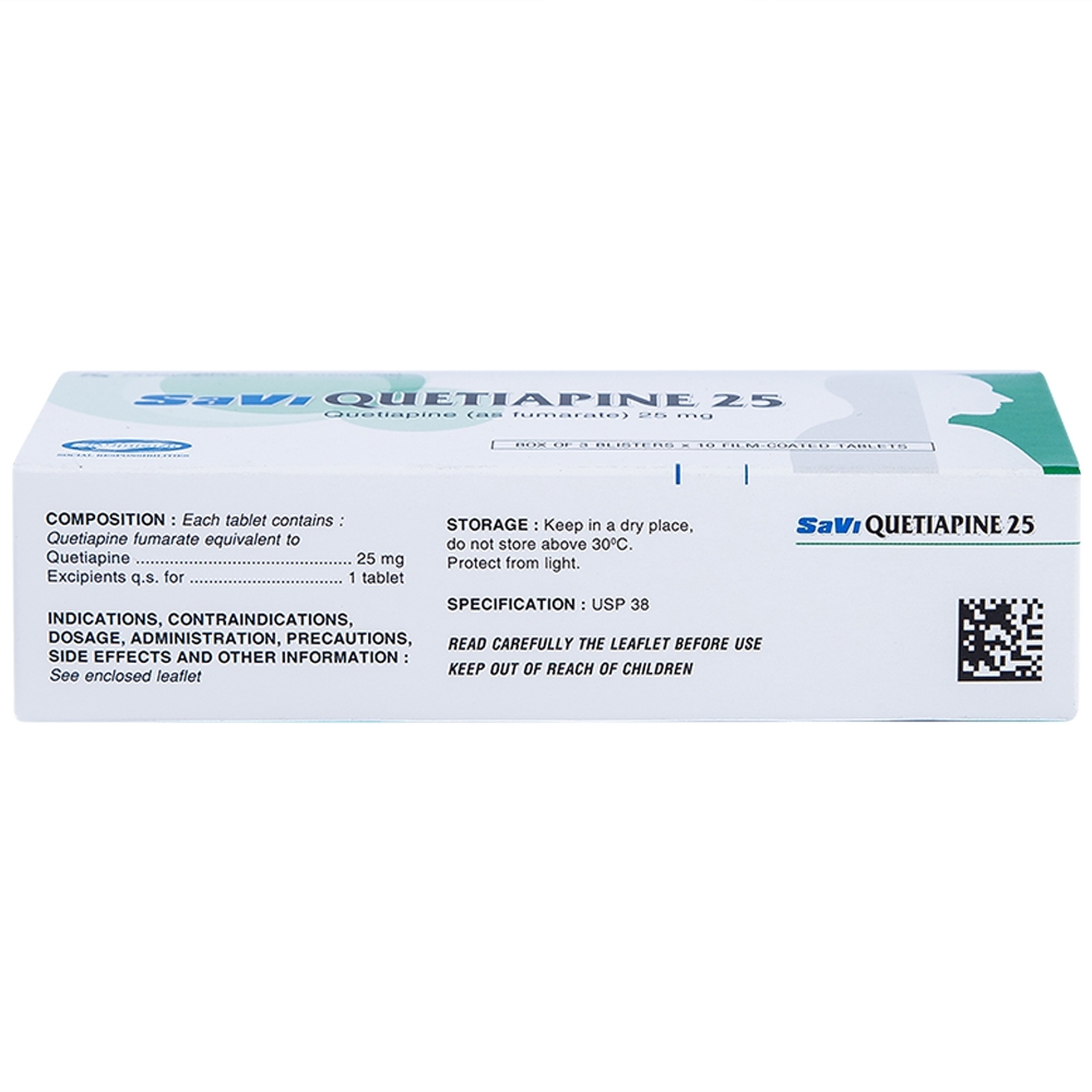 Thuốc Savi Quetiapine 25 điều trị tâm thần phân liệt (3 vỉ x 10 viên)