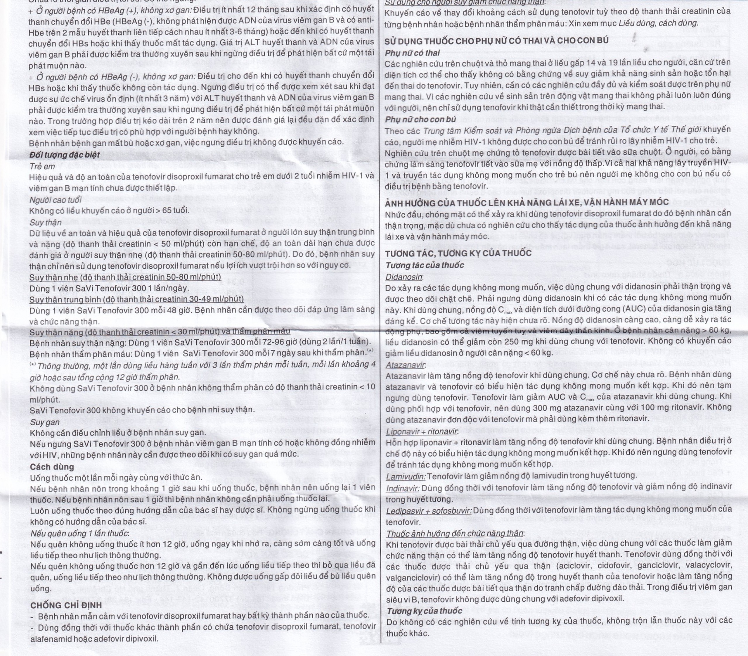 Thuốc Savi Tenofovir 300 điều trị nhiễm HIV-1 ở người lớn (3 vỉ x 10 viên) 