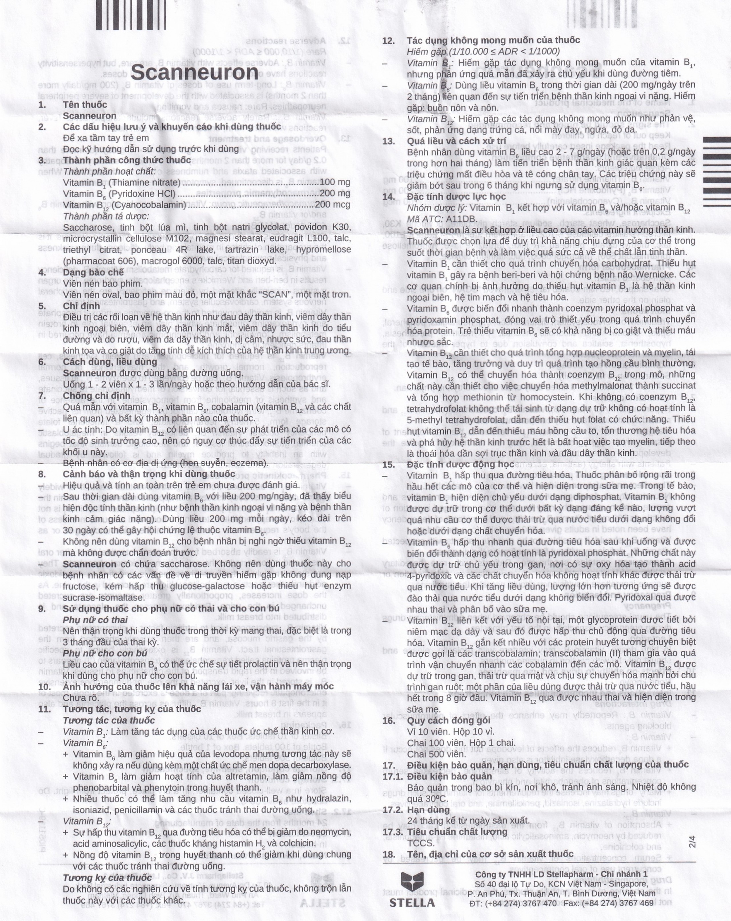 Thuốc Scanneuron Stella điều trị các rối loạn về hệ thần kinh (10 vỉ x 10 viên)