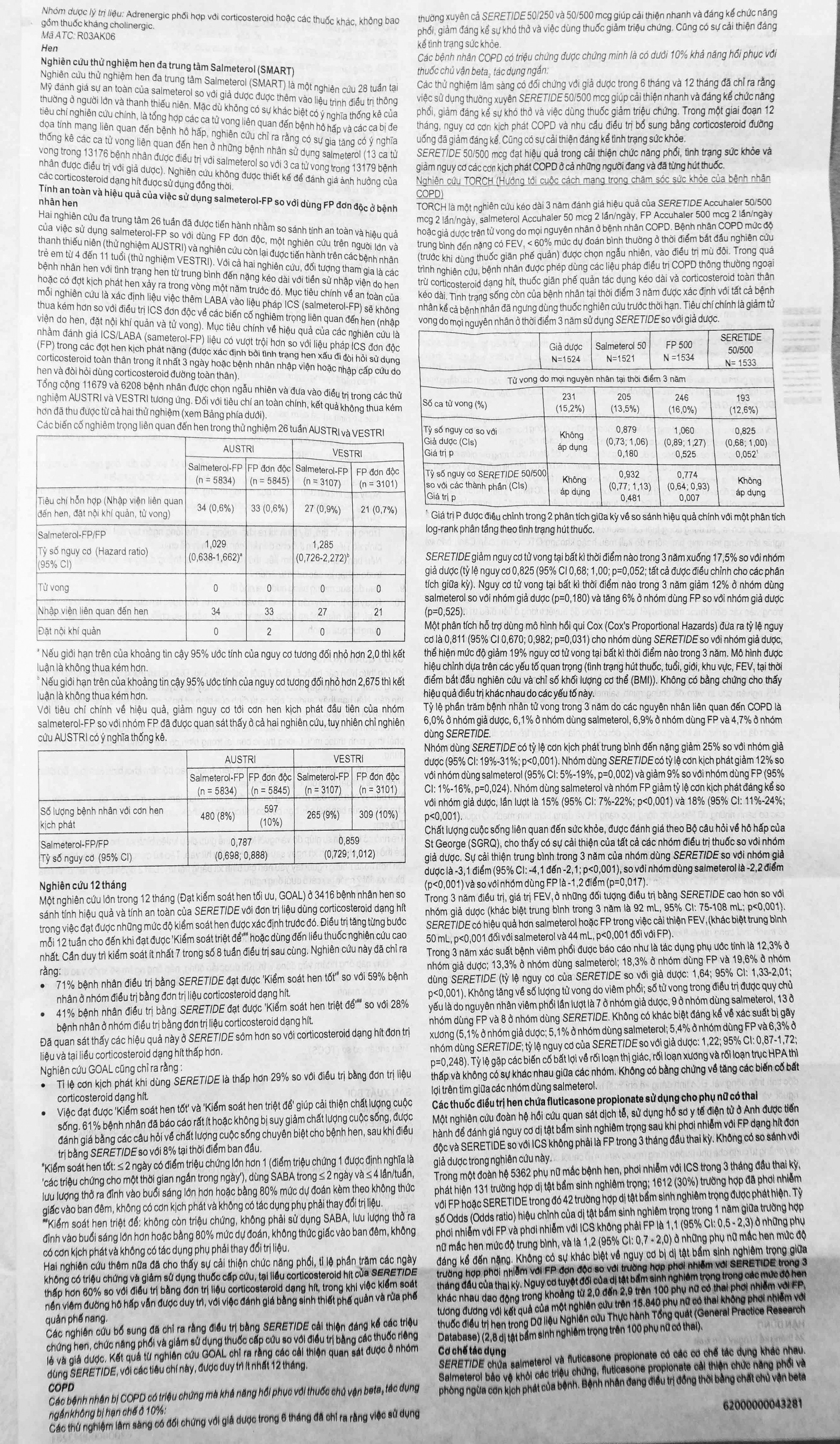 Khí dung Seretide Evohaler DC 25/250 Gsk điều trị hen phế quản, tắc nghẽn phổi mạn tính (120 liều)
