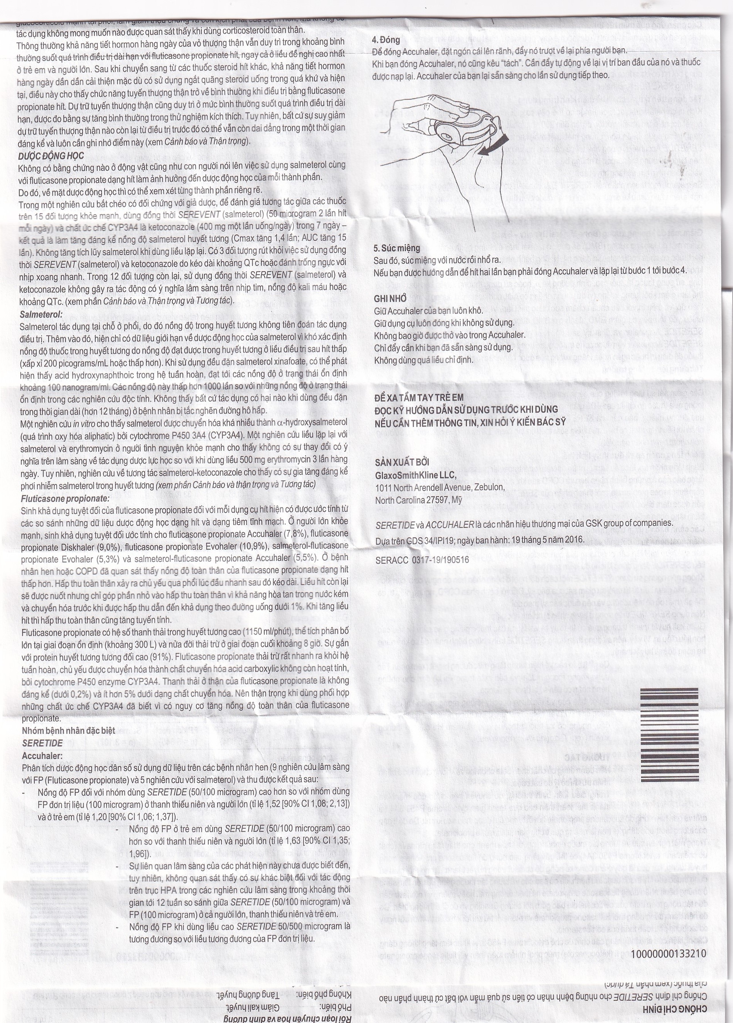 Bột hít phân liều Seretide Evohaler DC 50/250 Gsk điều trị hen phế quản, tắc nghẽn phổi mạn tính (60 liều)