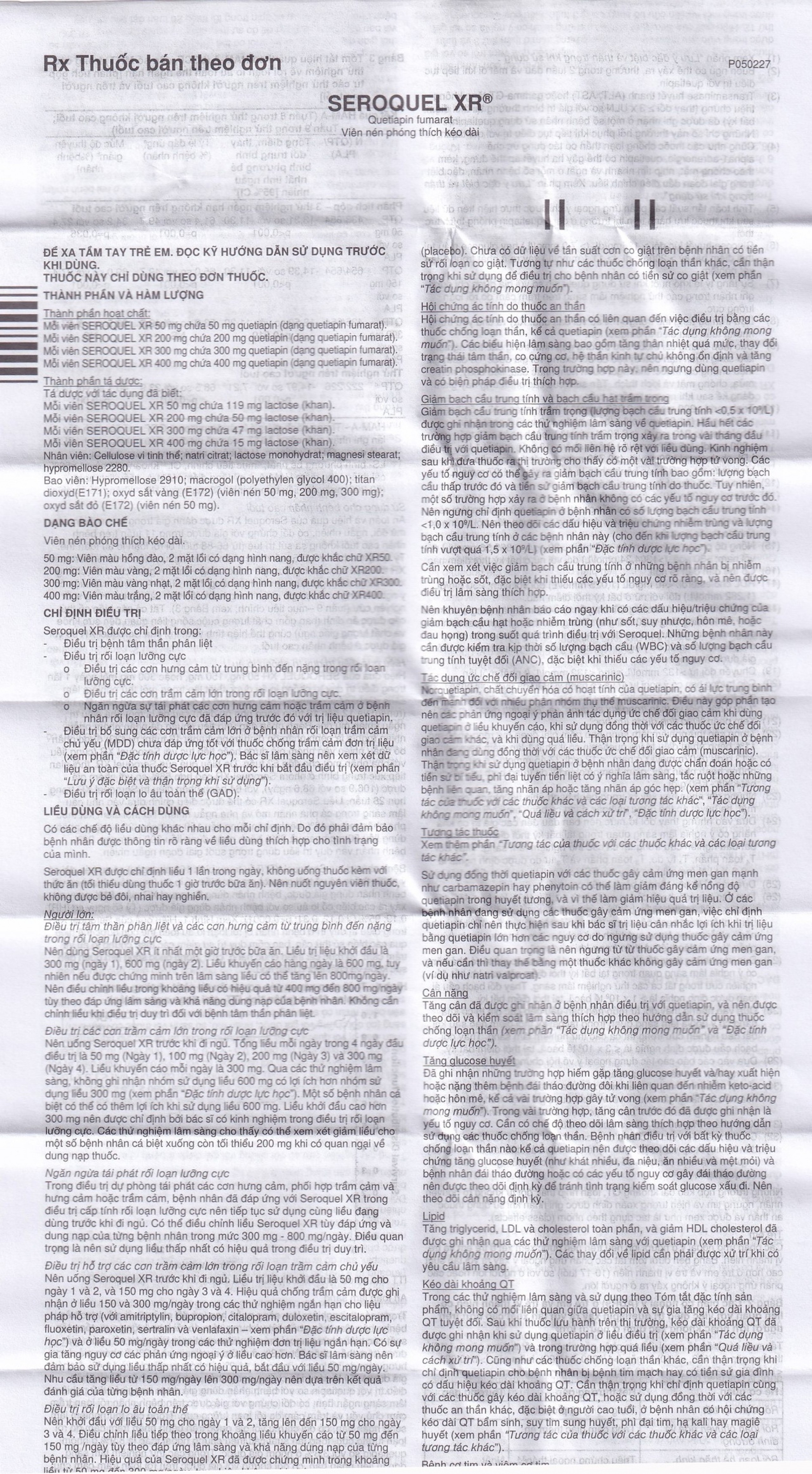 Thuốc Seroquel XR 300mg AstraZeneca điều trị tâm thần phân liệt (3 vỉ x 10 viên)