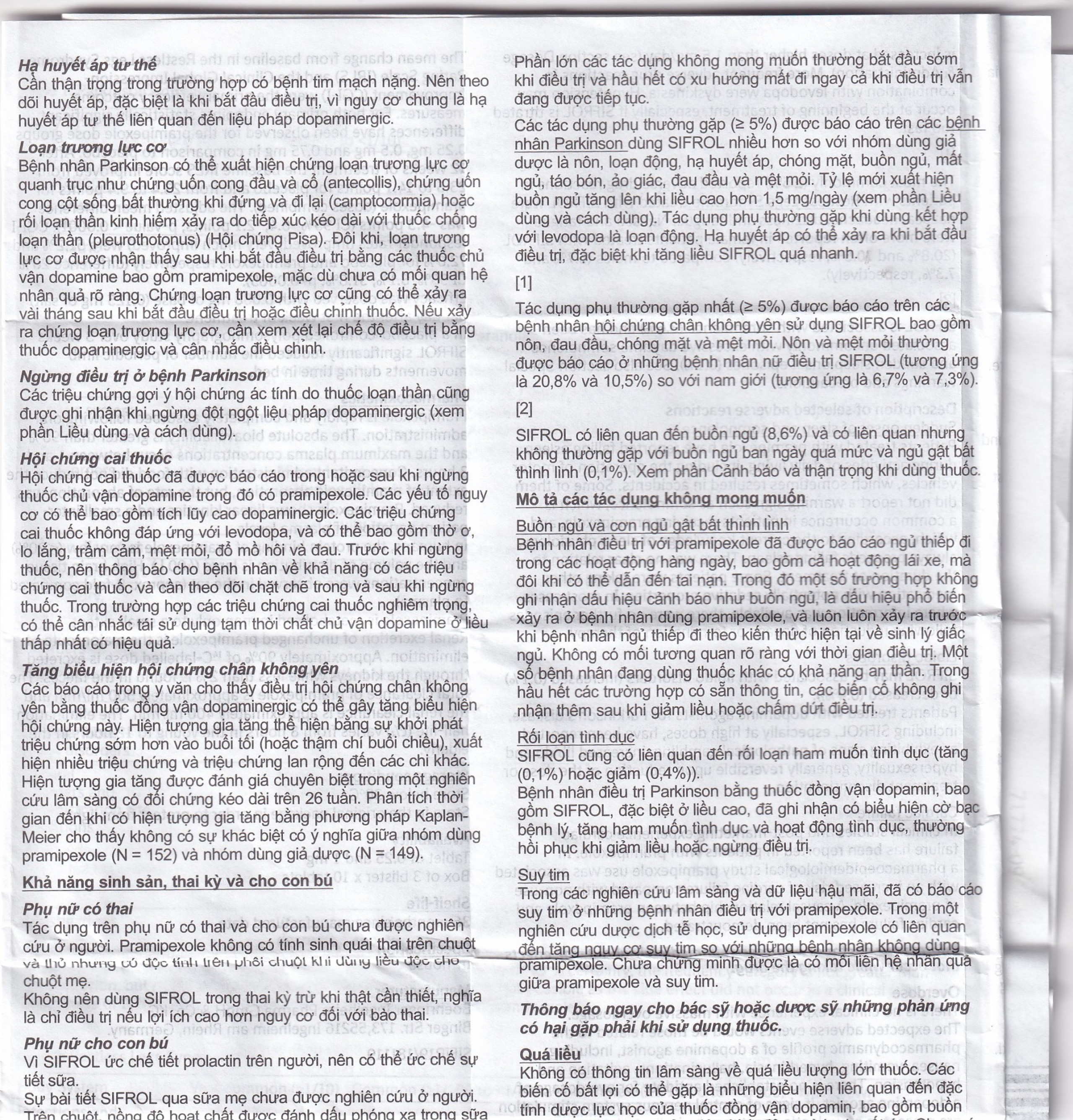 Thuốc Sifrol 0.25mg Boehringer điều trị bệnh parkinson (3 vỉ x 10 viên)