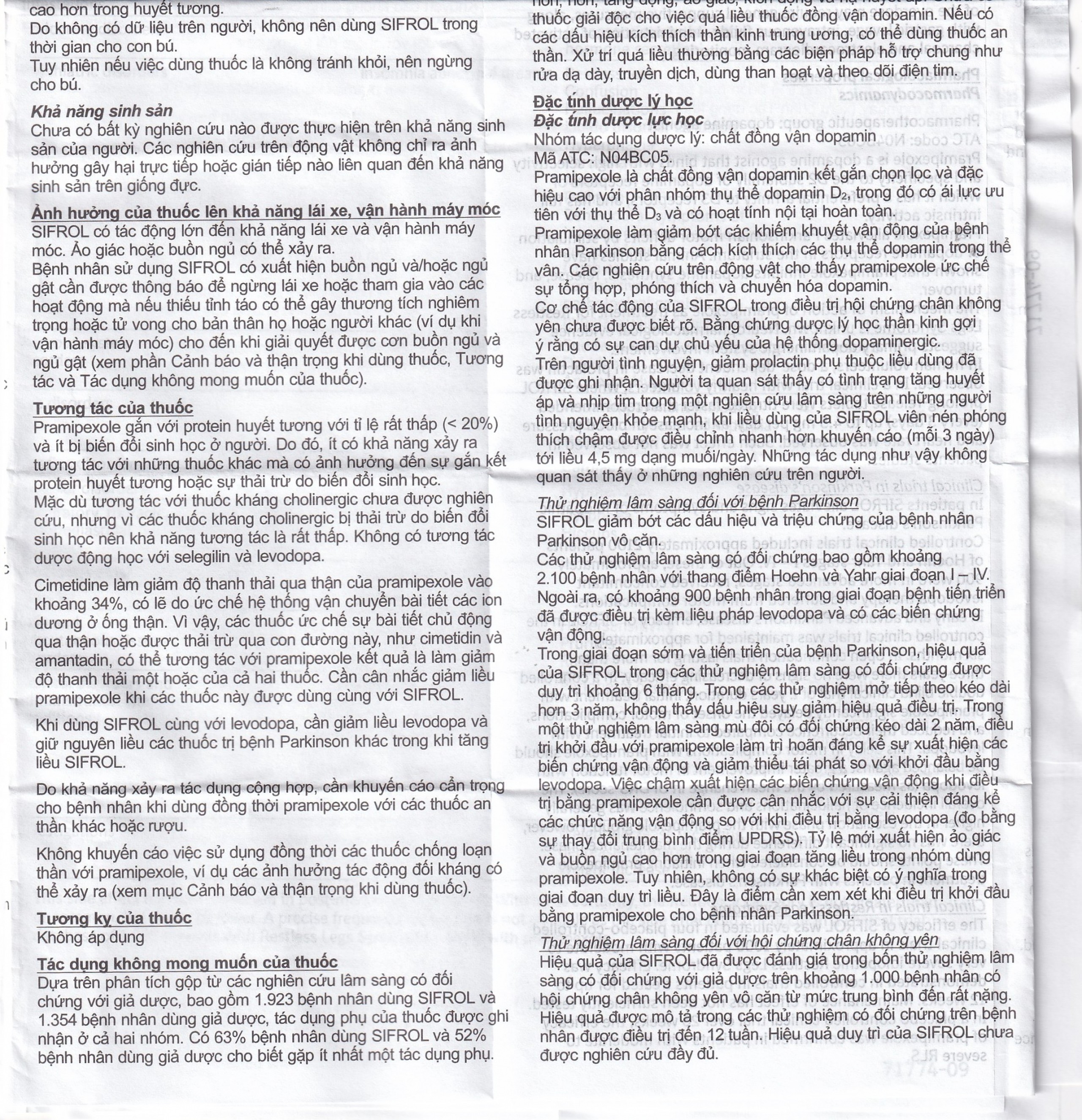 Thuốc Sifrol 0.25mg Boehringer điều trị bệnh parkinson (3 vỉ x 10 viên)