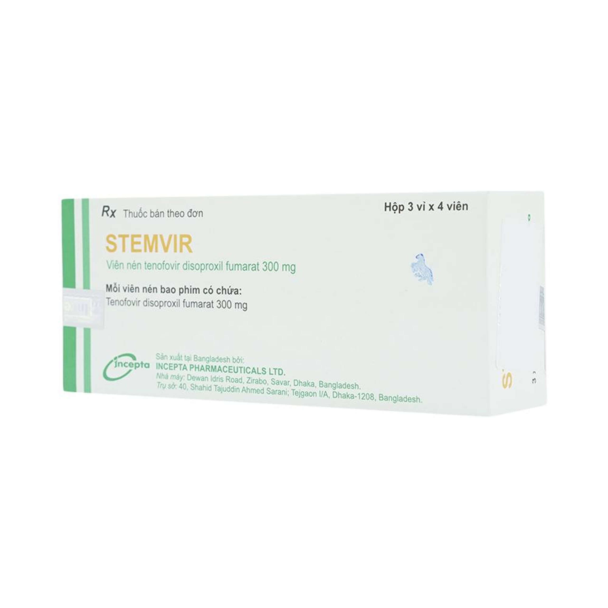 Thuốc Stemvir Incepta hỗ trợ điều trị nhiễm HIV-1 (3 vỉ x 4 viên)