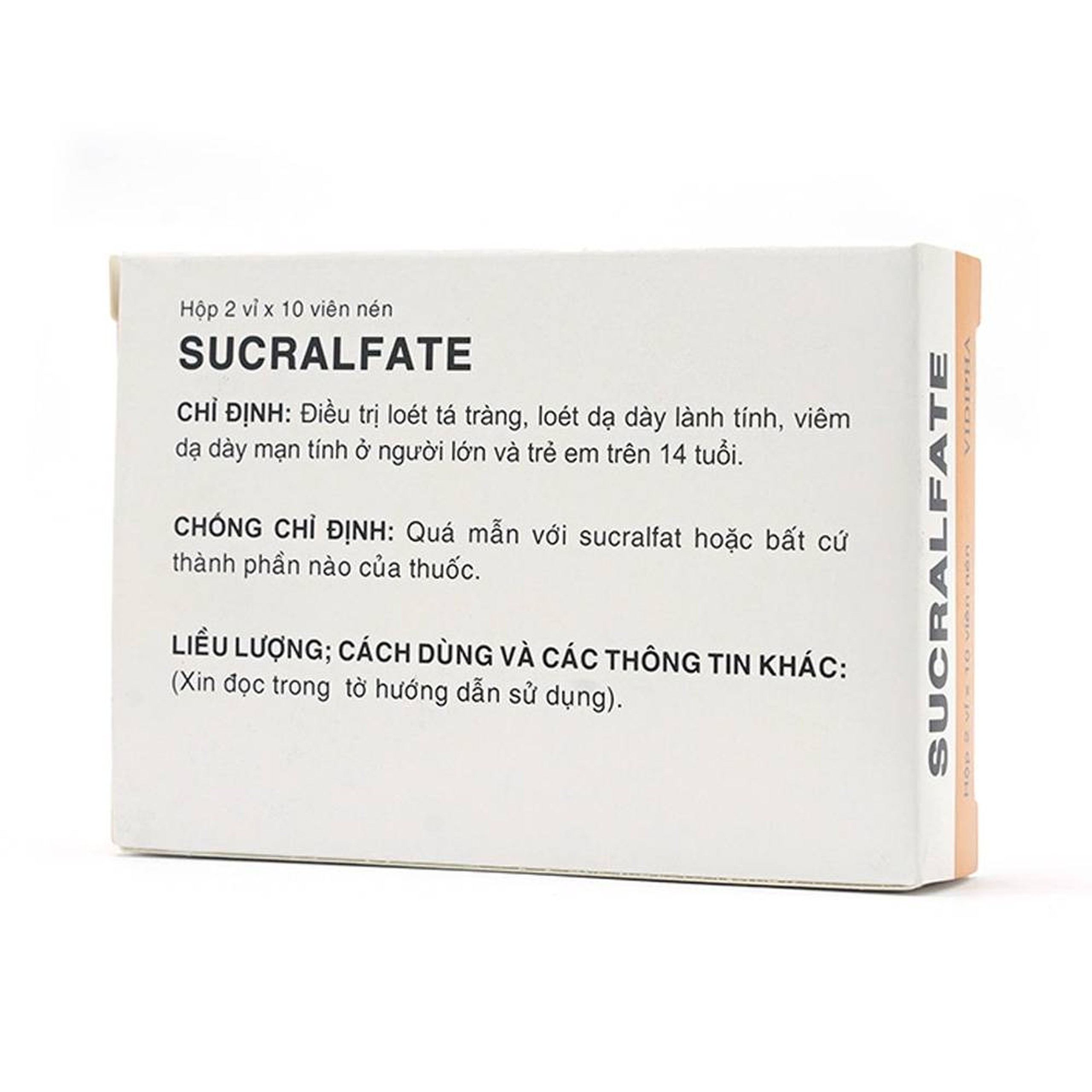 Thuốc Sucralfate Vidipha điều trị loét tá tràng - dạ dày (2 vỉ x 10 viên)