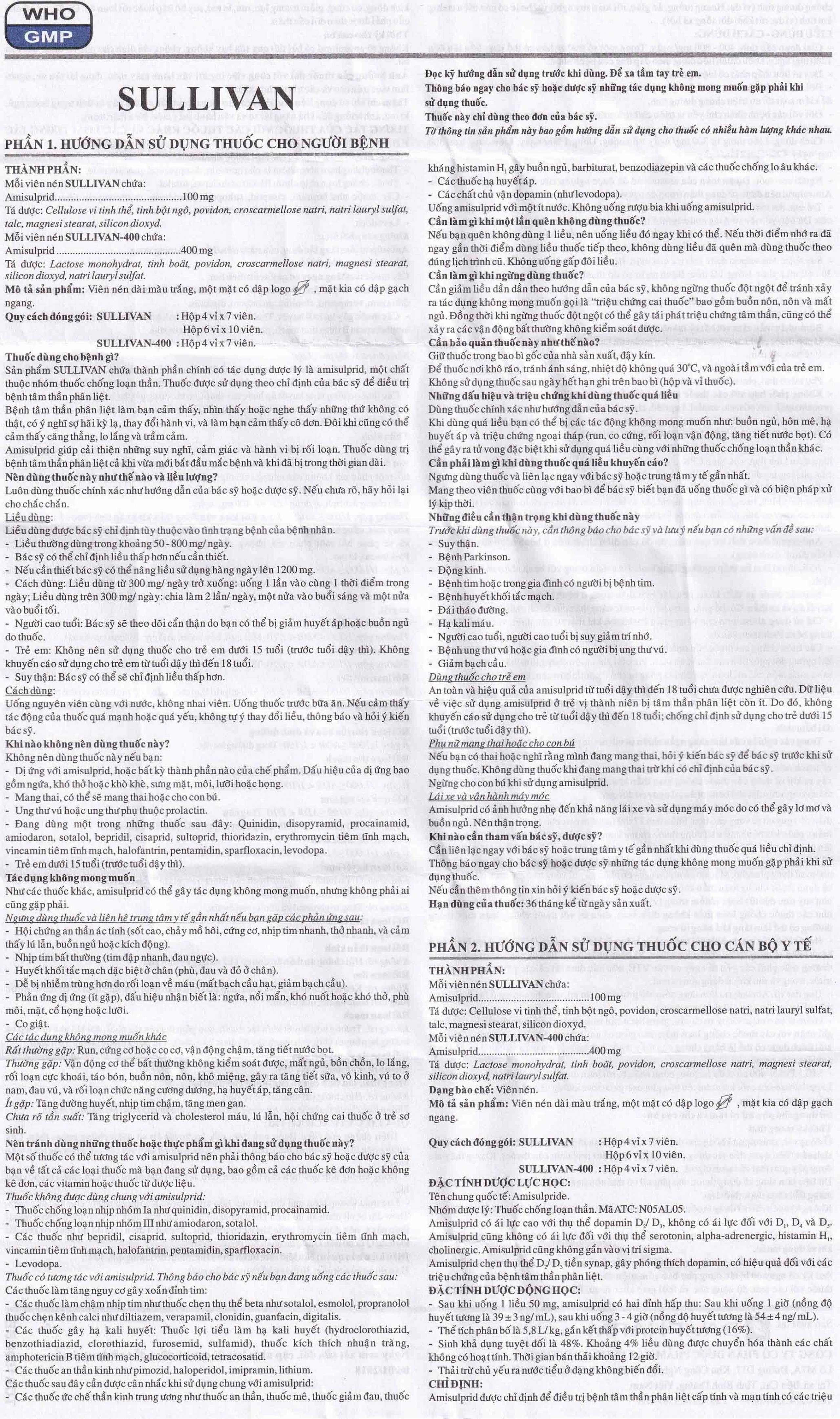 Thuốc Sullivan Davipharm điều trị bệnh tâm thần phân liệt (4 vỉ x 7 viên)