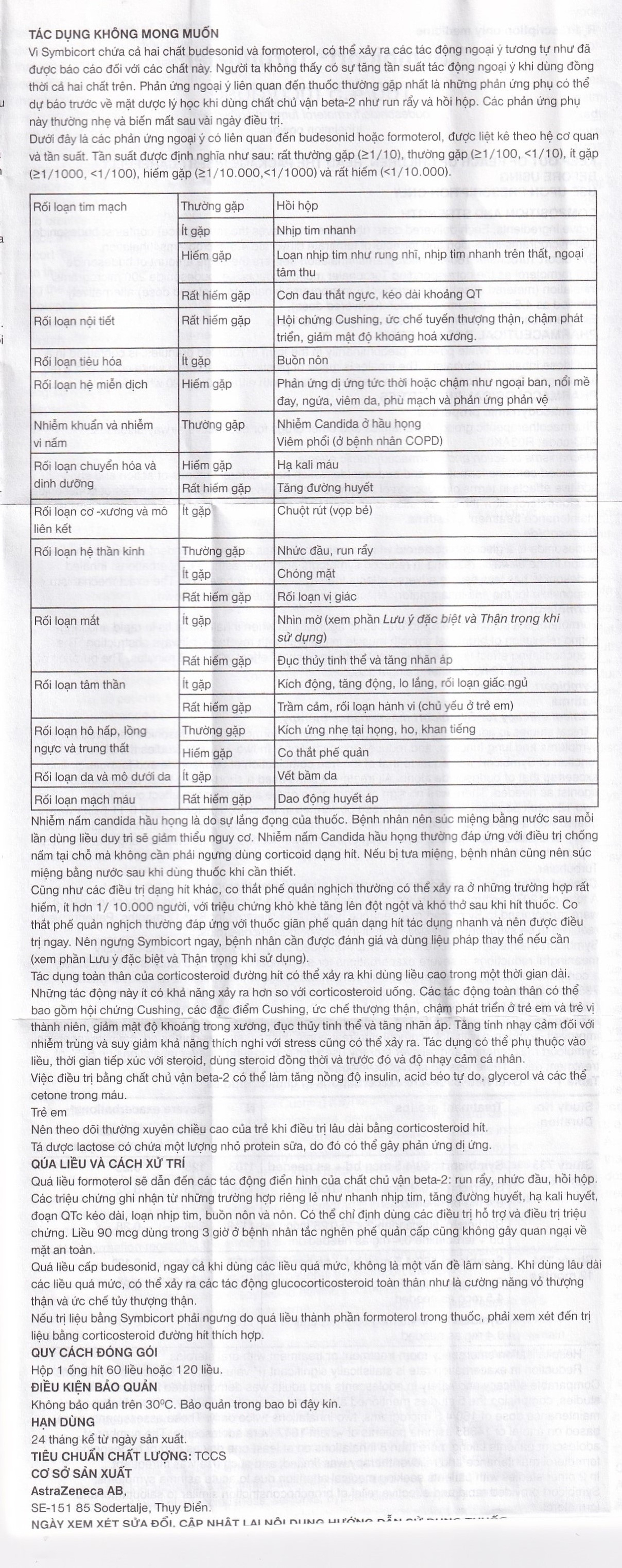 Thuốc bột để hít Symbicort AstraZeneca điều trị hen suyễn (120 liều)