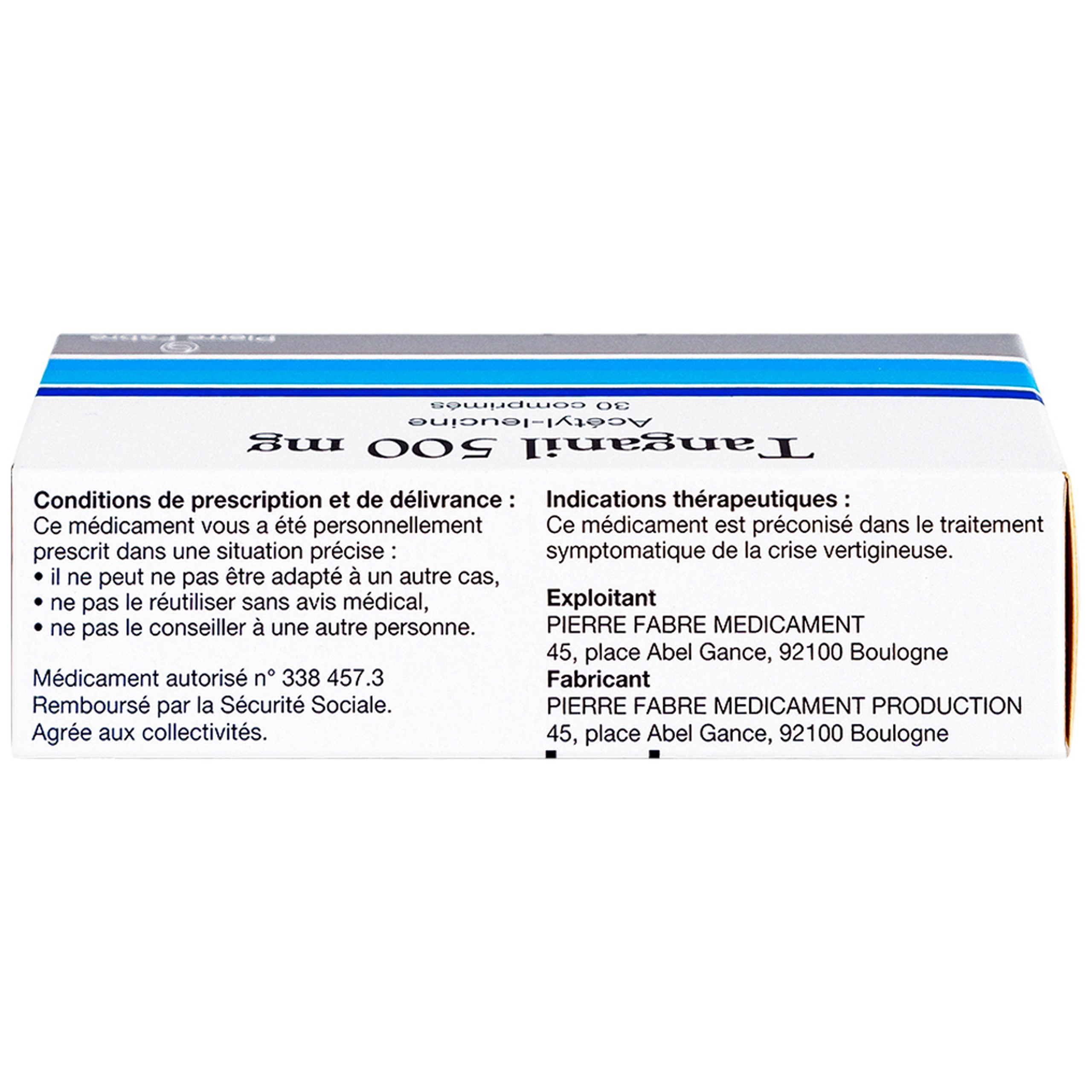 Thuốc Tanganil 500mg Pierre Fabre điều trị cơn chóng mặt (3 vỉ x 10 viên)