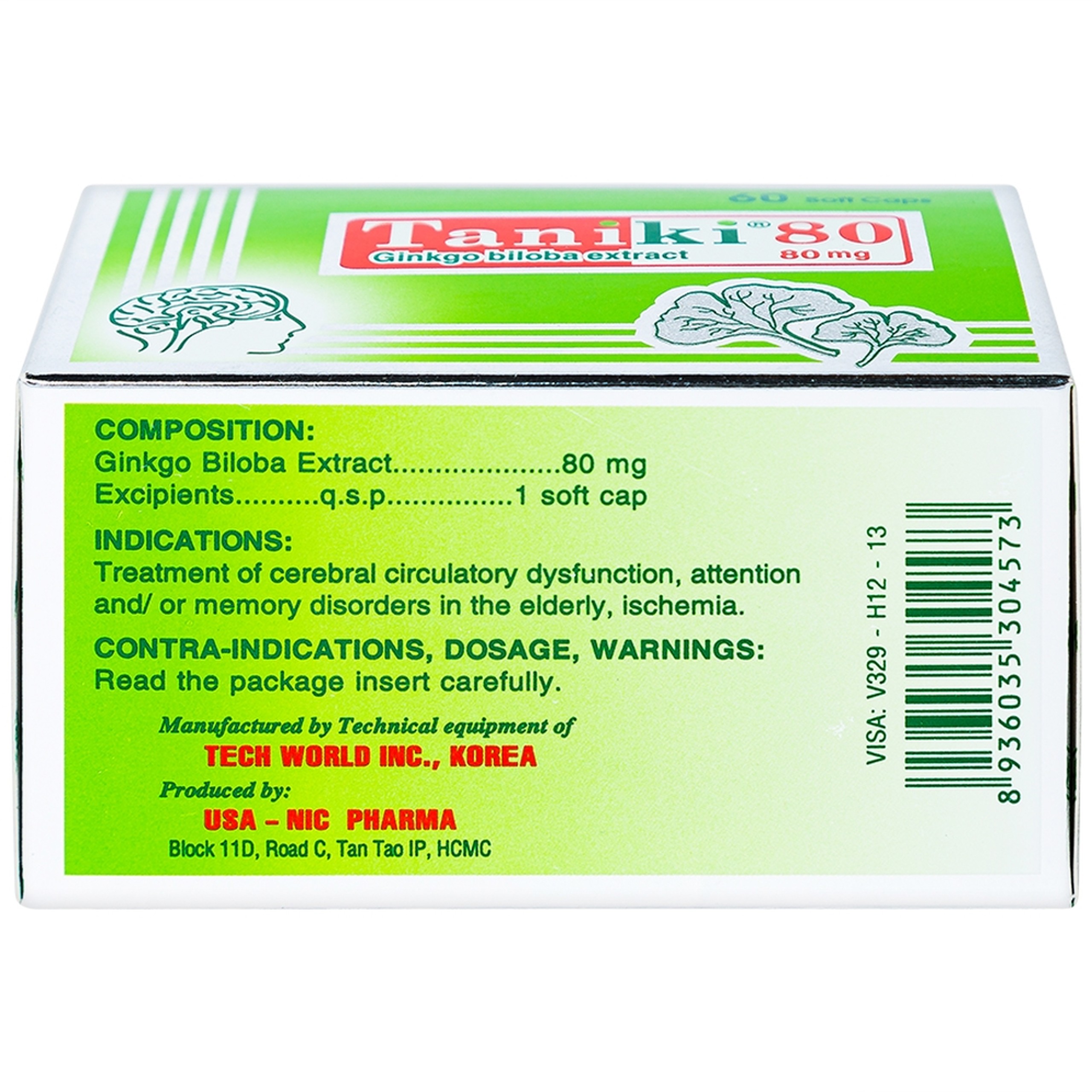 Thuốc Taniki 80 điều trị thiểu năng tuần hoàn não (60 viên)