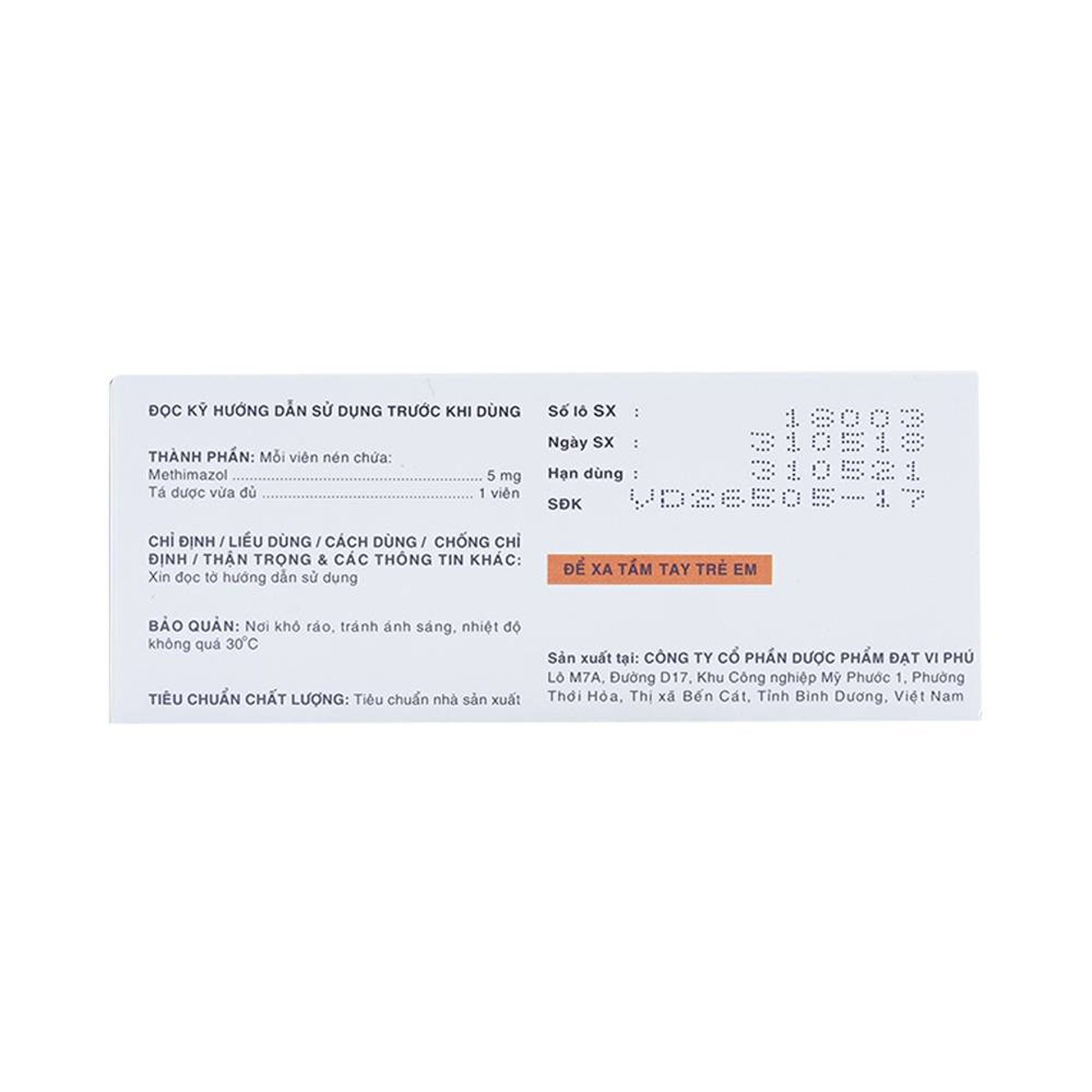 Thuốc Tazilex Davipharm điều trị trước khi phẫu thuật tuyến giáp (10 vỉ x 10 viên) 