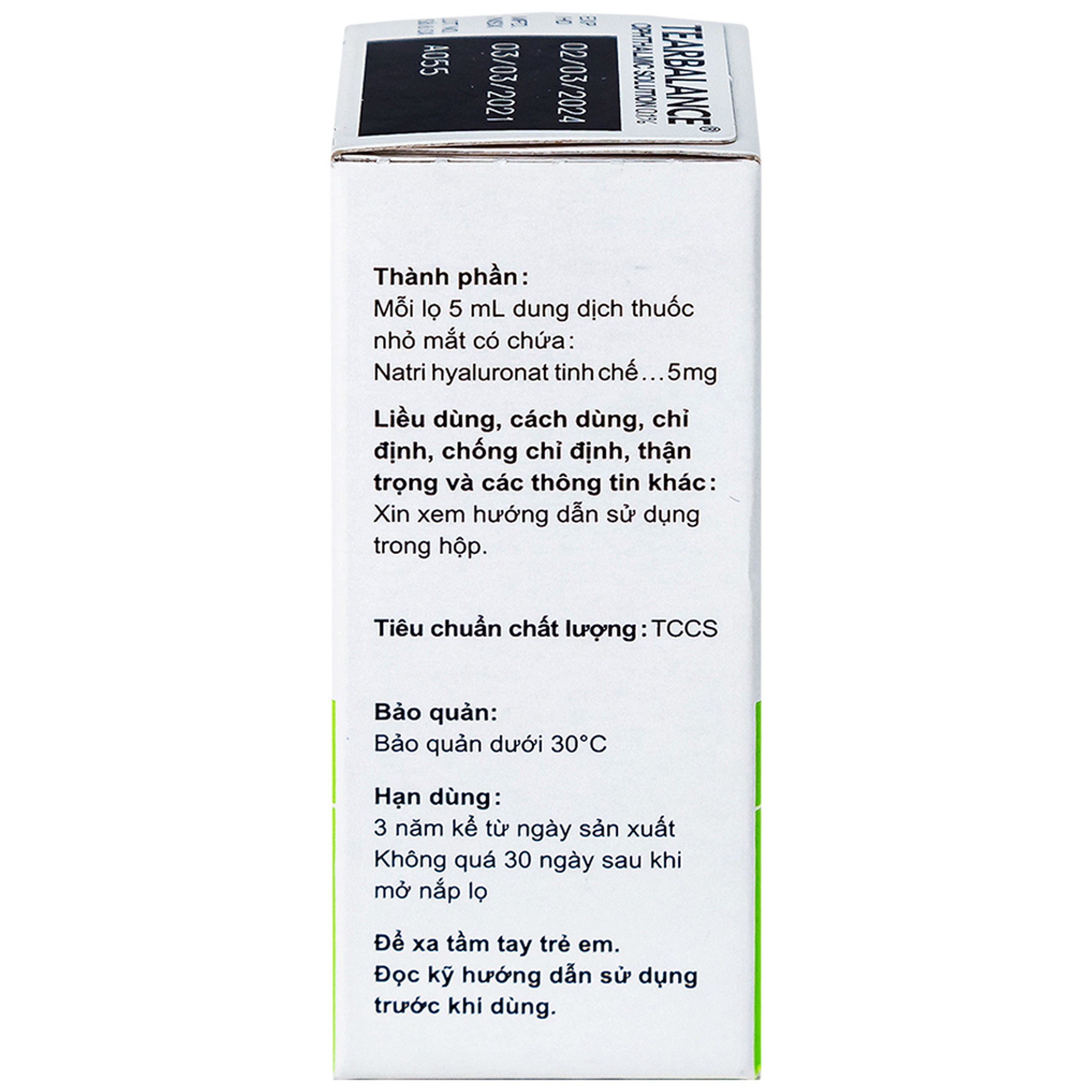 Dung dịch thuốc nhỏ mắt Tearbalance 0.1% điều trị tổn thương biểu mô kết - giác mạc (5ml)