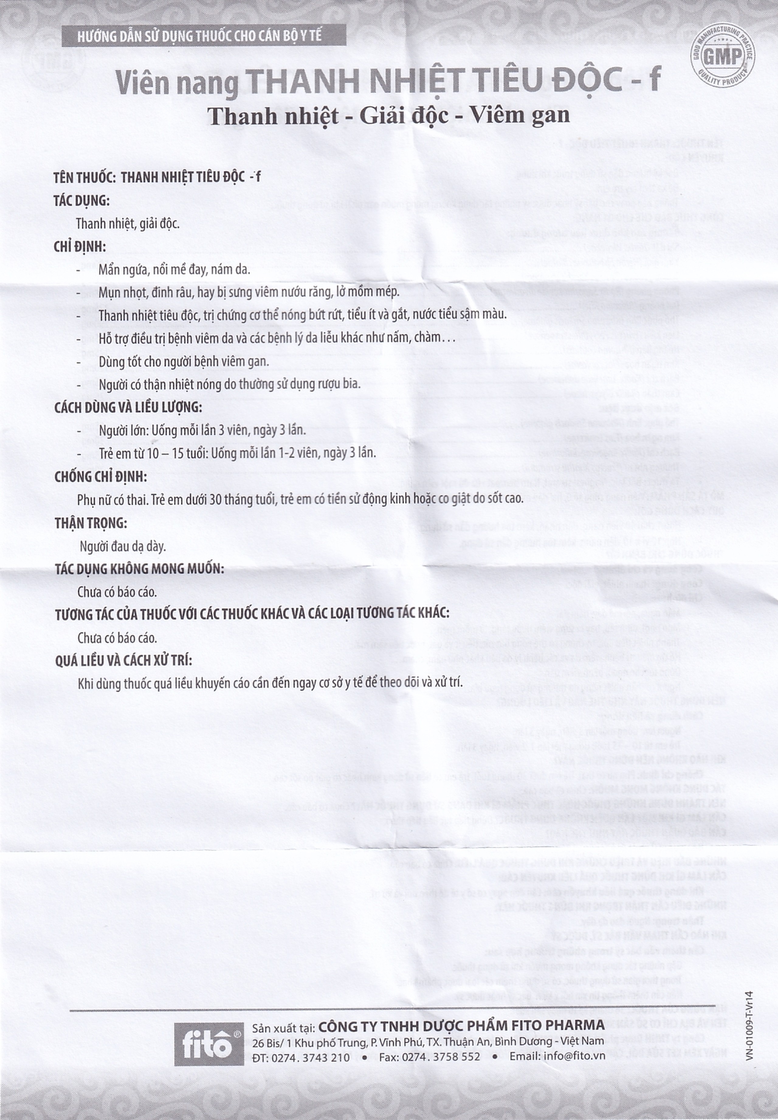 Thuốc Thanh Nhiệt Tiêu Độc-F điều trị mẩn ngứa, mày đay (40 viên)