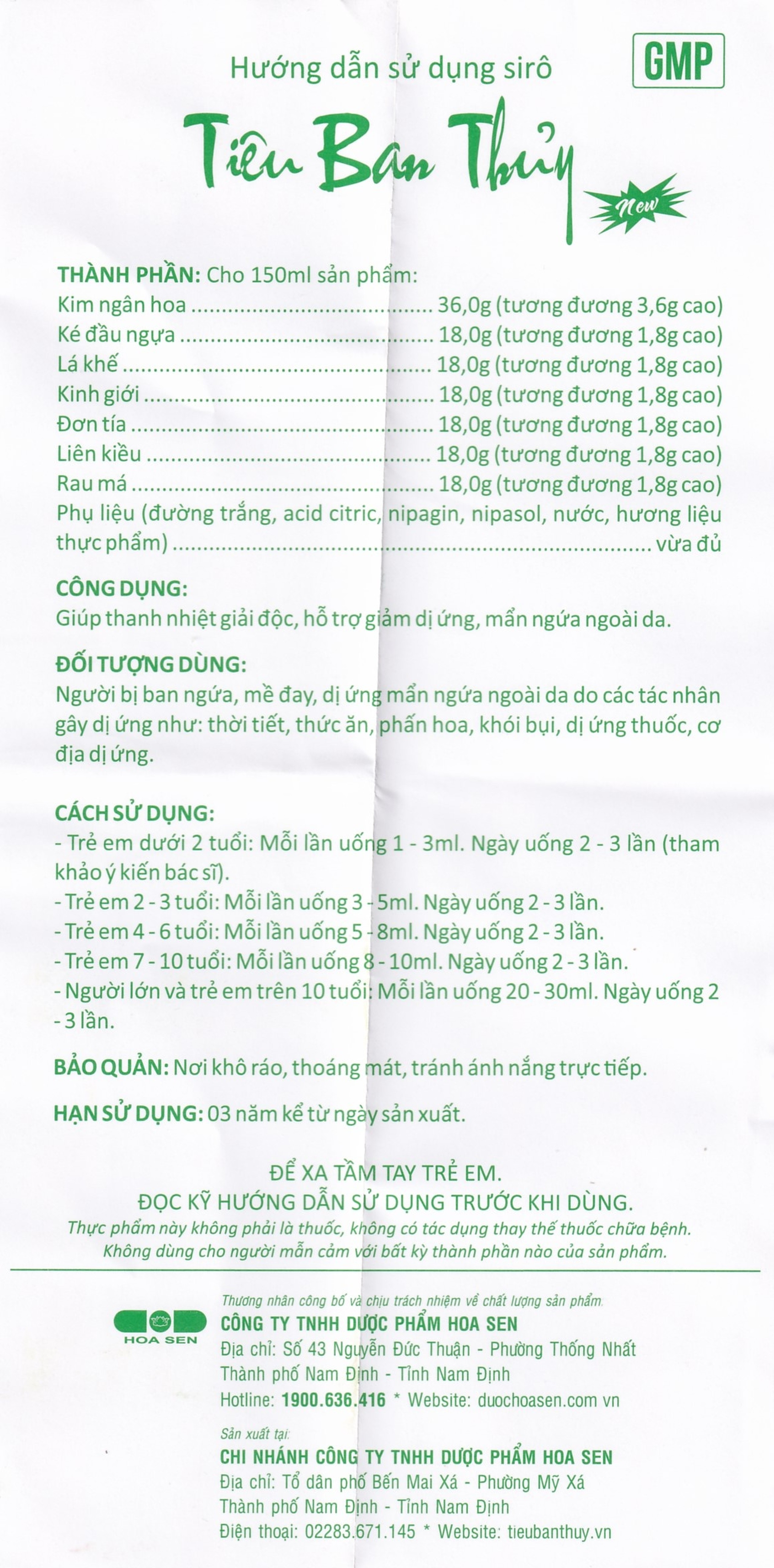 Siro Tiêu Ban Thủy Hoa Sen giúp thanh nhiệt giải độc, hỗ trợ giảm dị ứng (150ml)