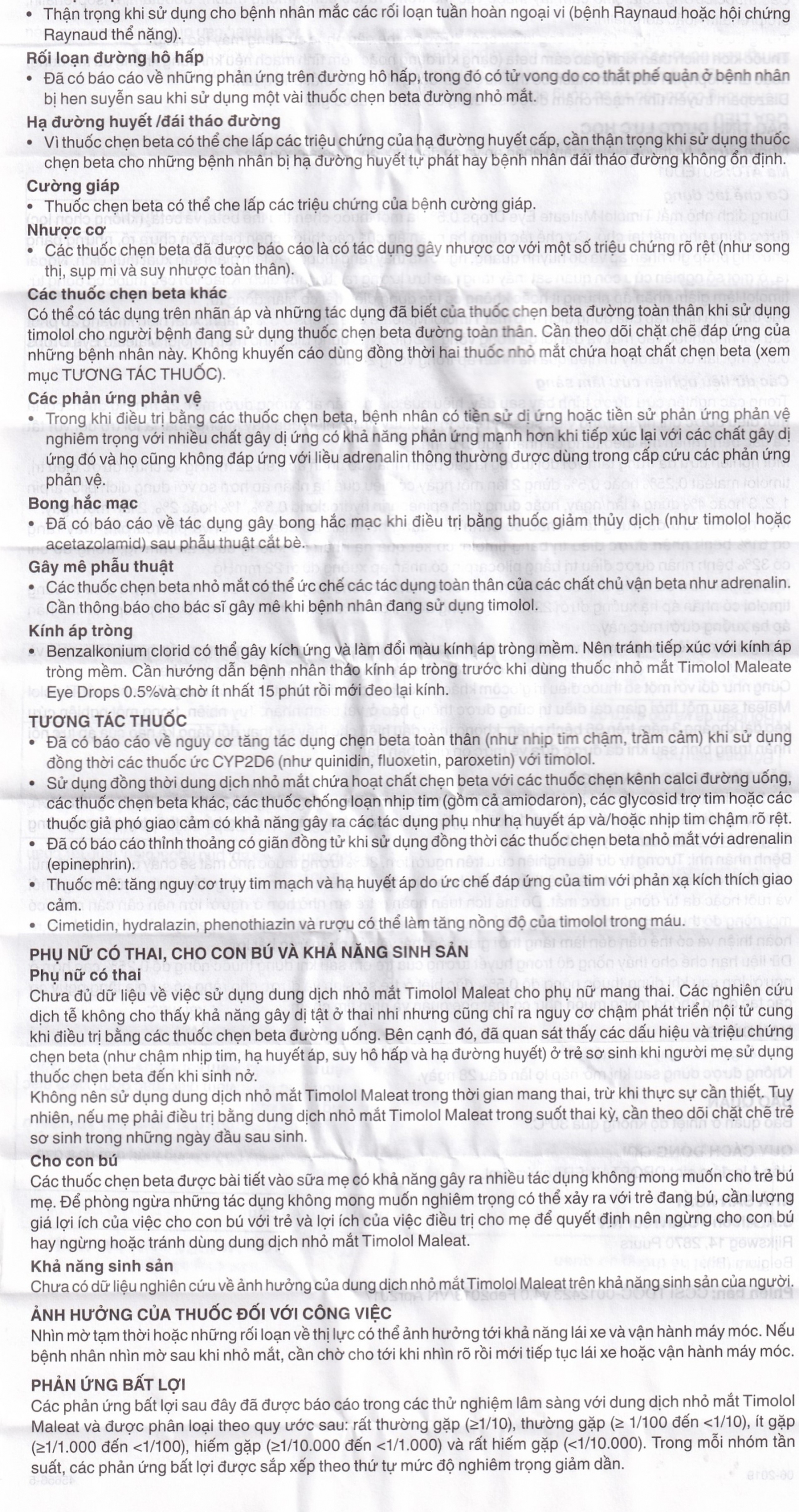 Dung dịch nhỏ mắt Timolol Maleate Eye Drops 0.5% Alcon điều trị tăng nhãn áp (5ml)