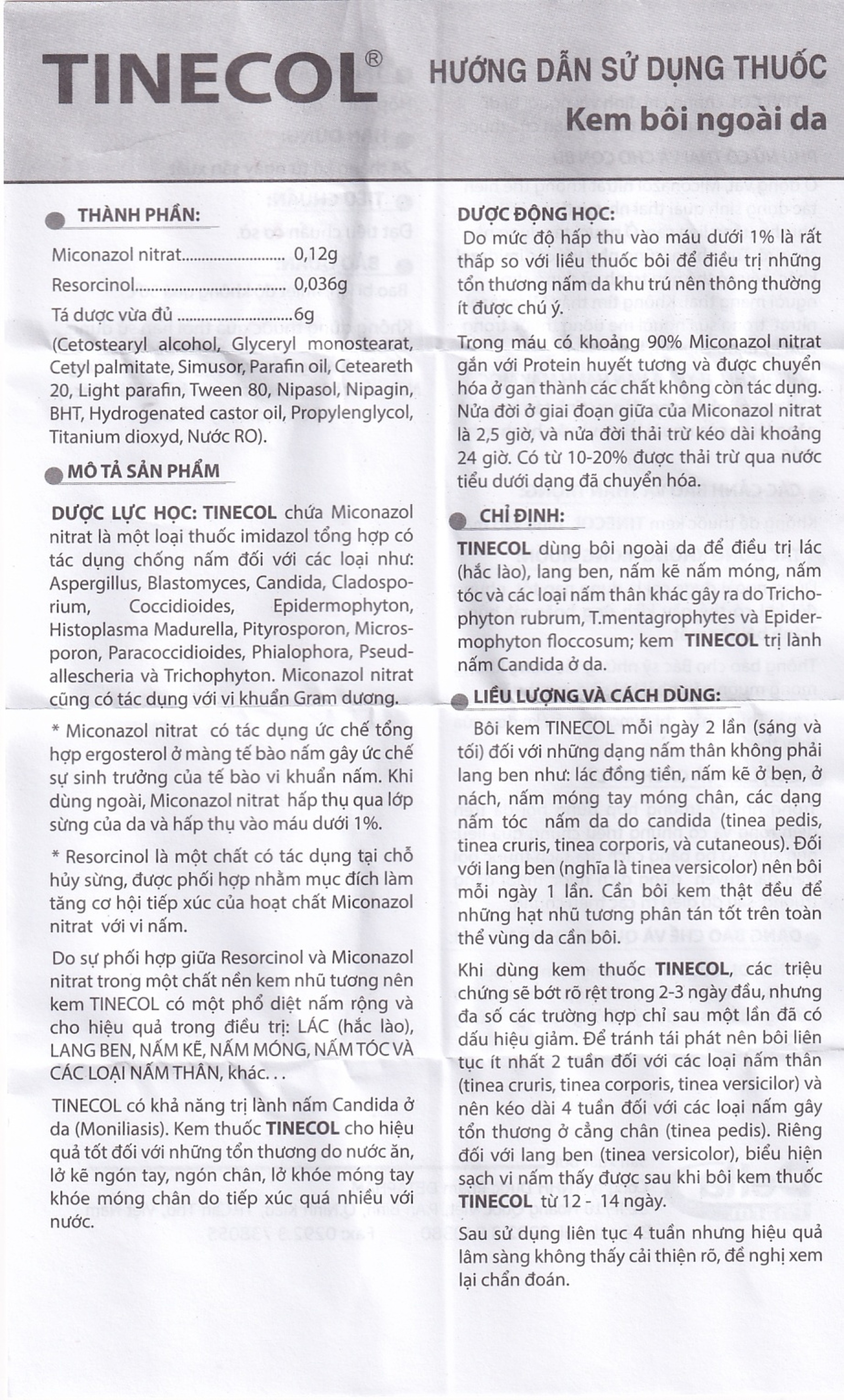 Kem bôi ngoài da Tinecol Deltapharm điều trị lác, lang ben (6g)