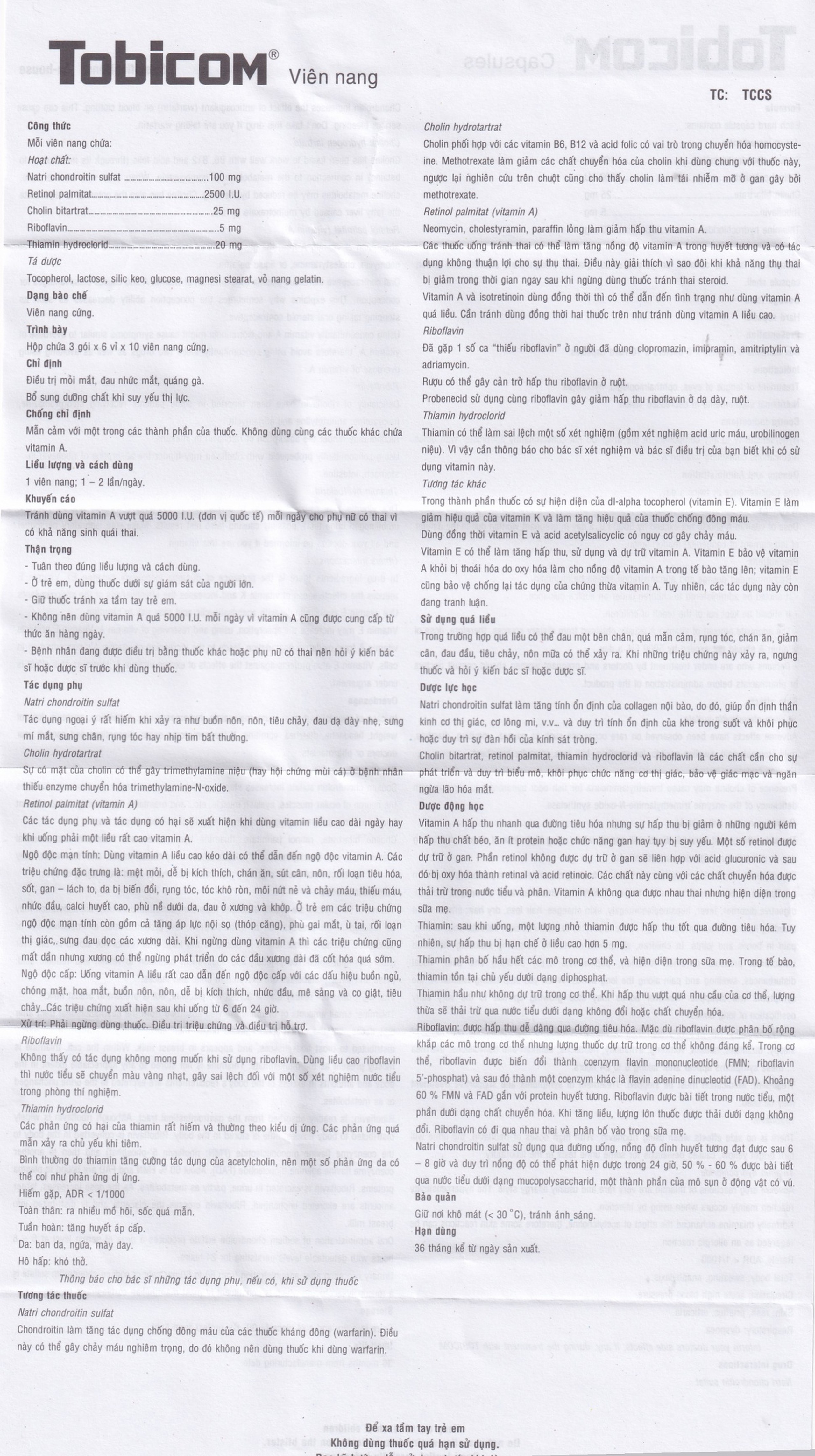 Thuốc Tobicom ICA hỗ trợ điều trị mỏi mắt, đau nhức mắt (3 gói x 6 vỉ x 10 viên)