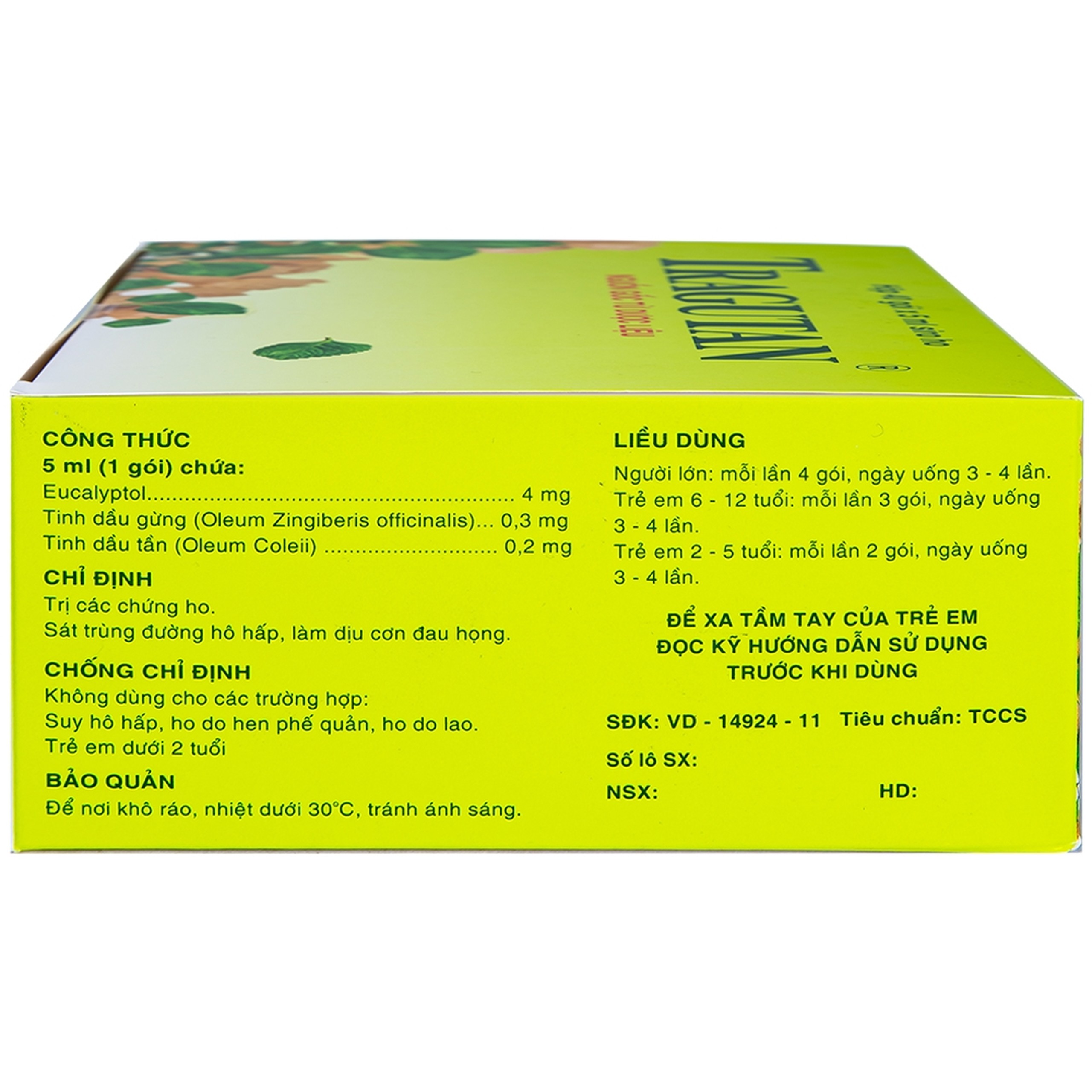 Siro ho Tragutan Dược điều trị các chứng ho, sát trùng đường hô hấp (40 gói x 5ml)