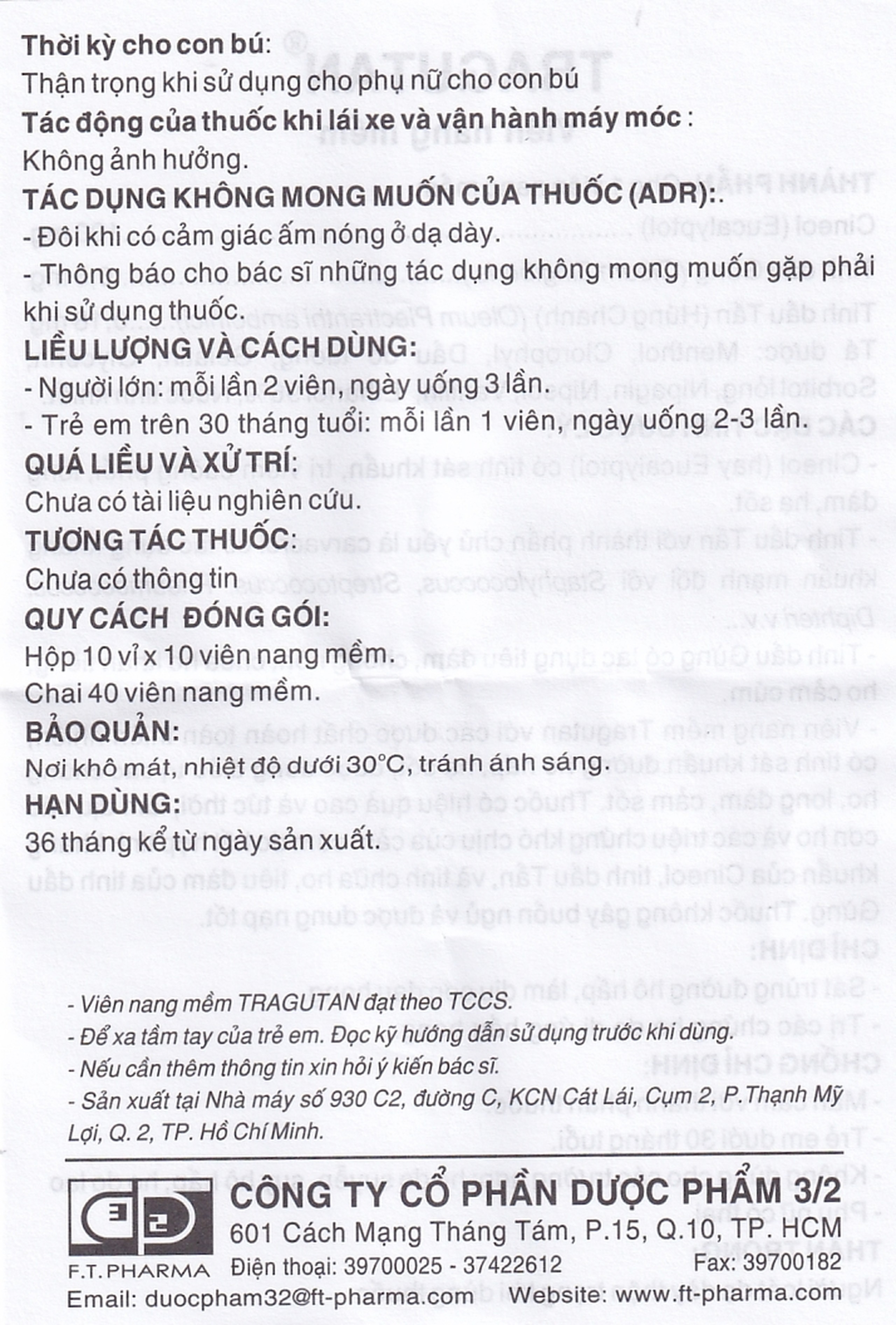 Thuốc Tragutan Dược 3/2 sát trùng đường hô hấp, dịu cơn đau họng (10 vỉ x 10 viên)