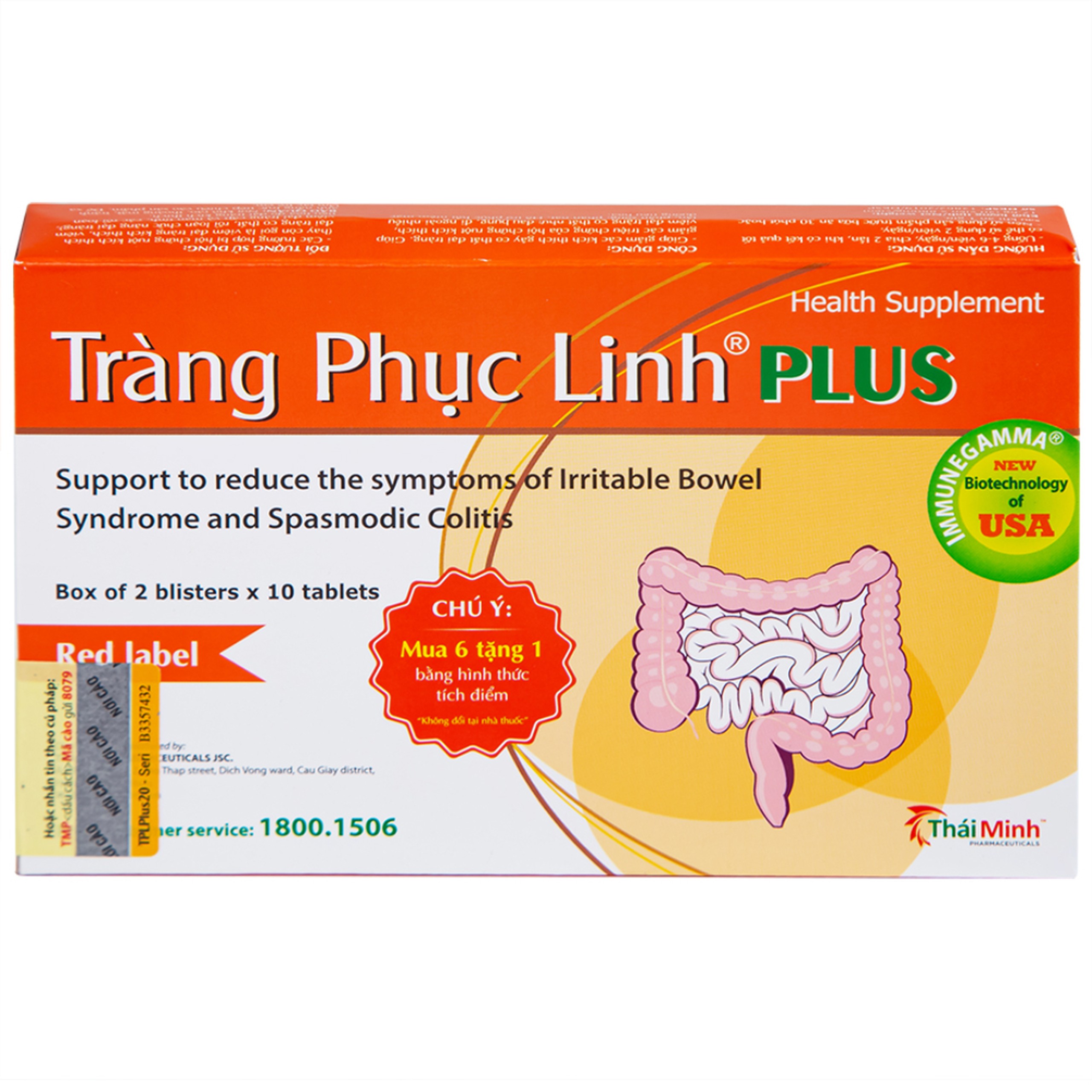 Viên uống Tràng Phục Linh Plus Thái Minh hỗ trợ giảm các triệu chứng của hội chứng ruột (2 vỉ x 10 viên)