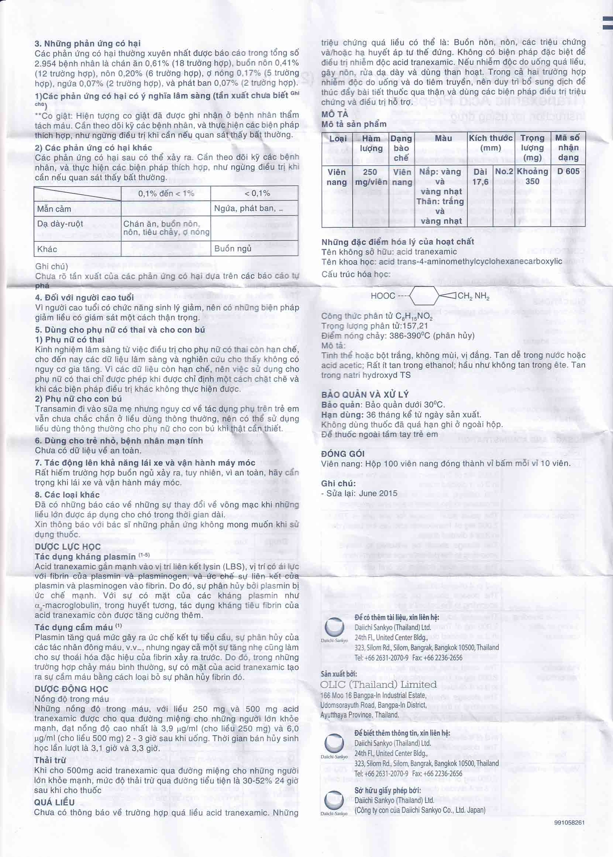 Thuốc Transamin Olic điều trị bệnh bạch cầu, thiếu máu bất sản (10 vỉ x 10 viên)