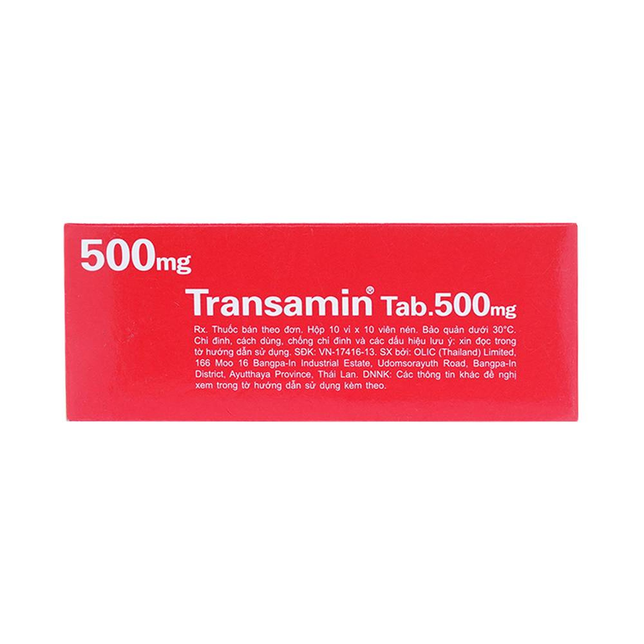 Thuốc Transamin Tab.500mg Daiichi điều trị bệnh bạch huyết, thiếu máu không tái tạo (10 vỉ x 10 viên)