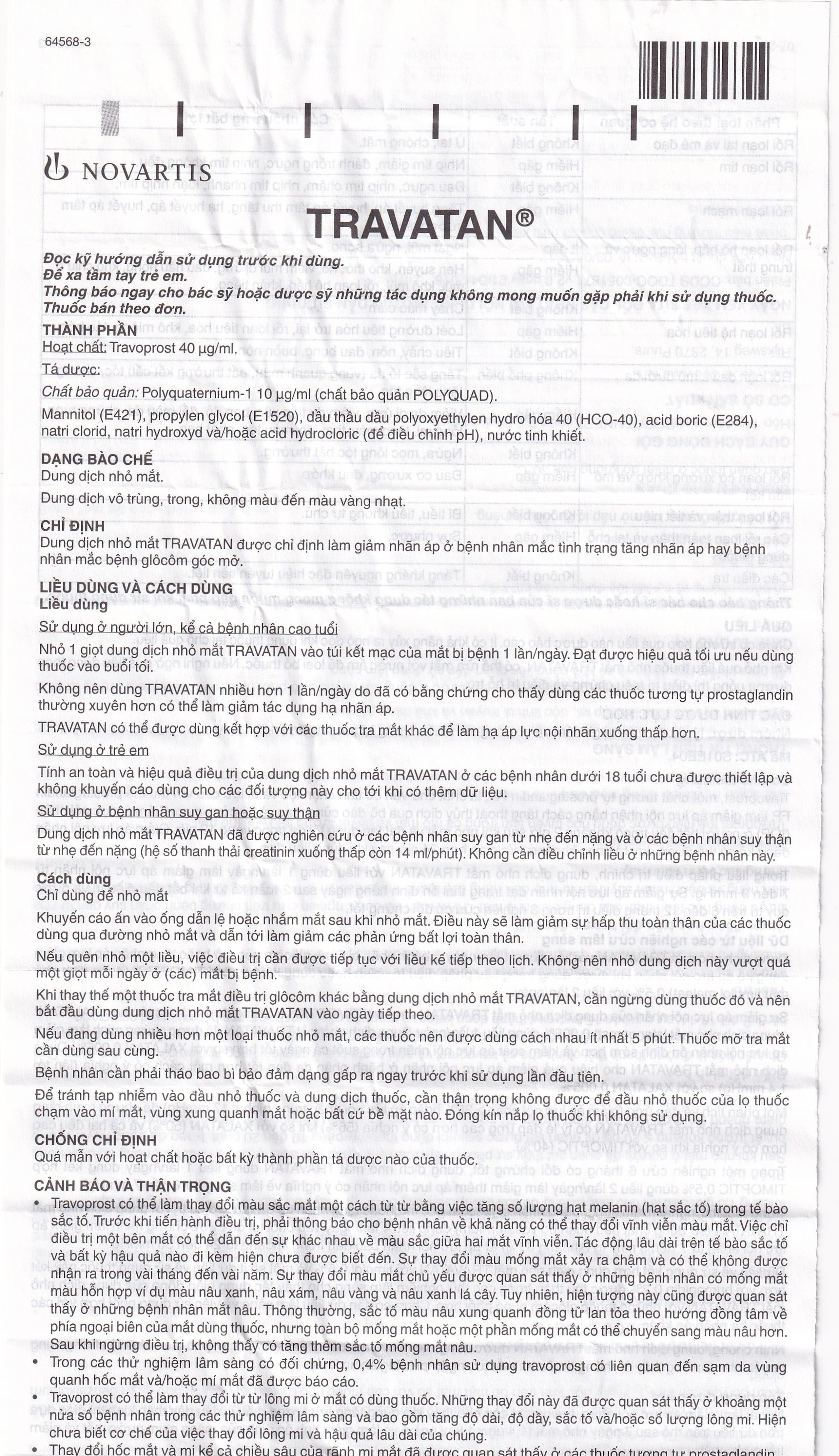 Thuốc nhỏ mắt Travatan Novartis làm giãn nhãn áp (2,5ml)