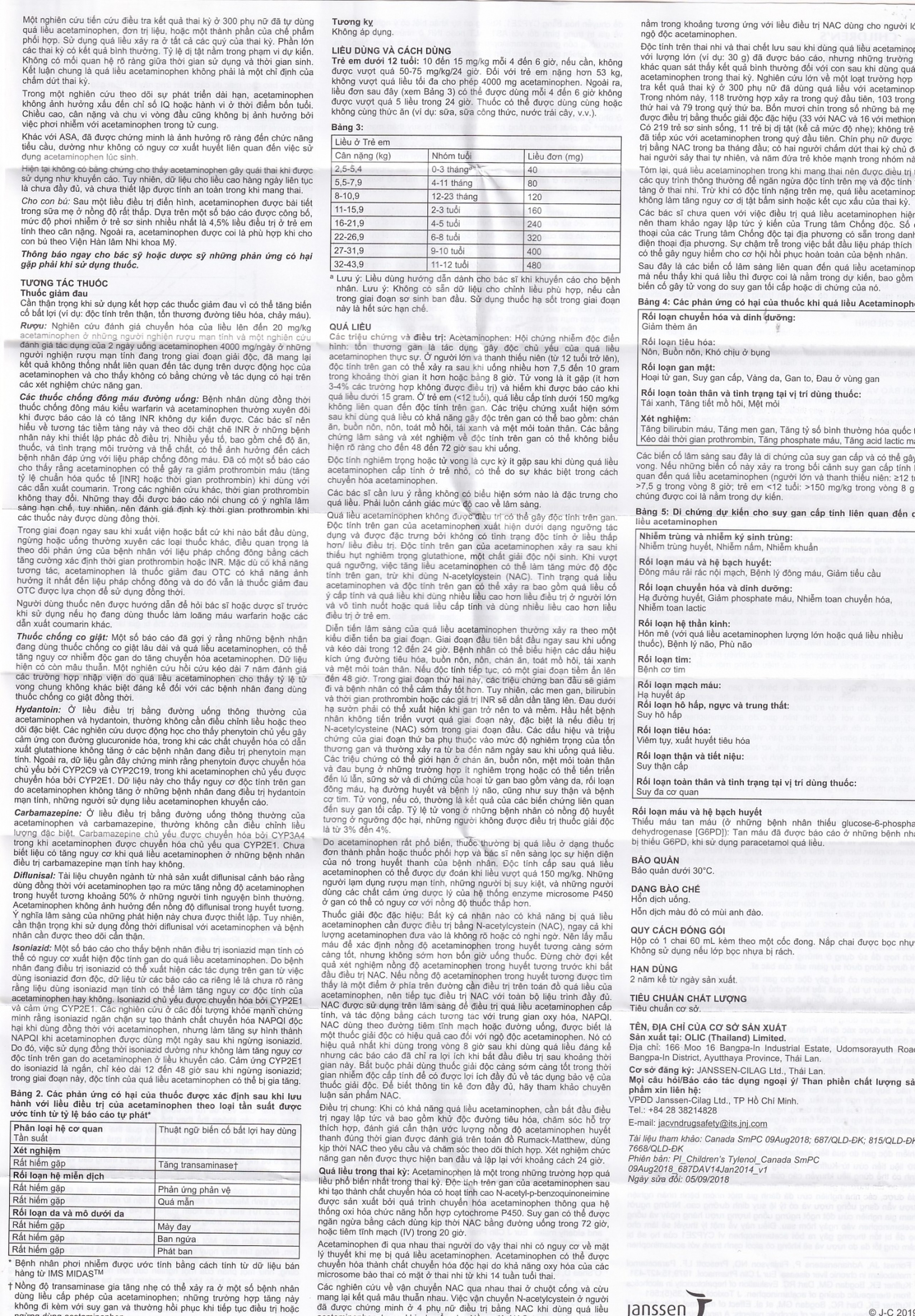 Siro Tylenol Janssen giảm đau, hạ sốt cho trẻ em (60ml)