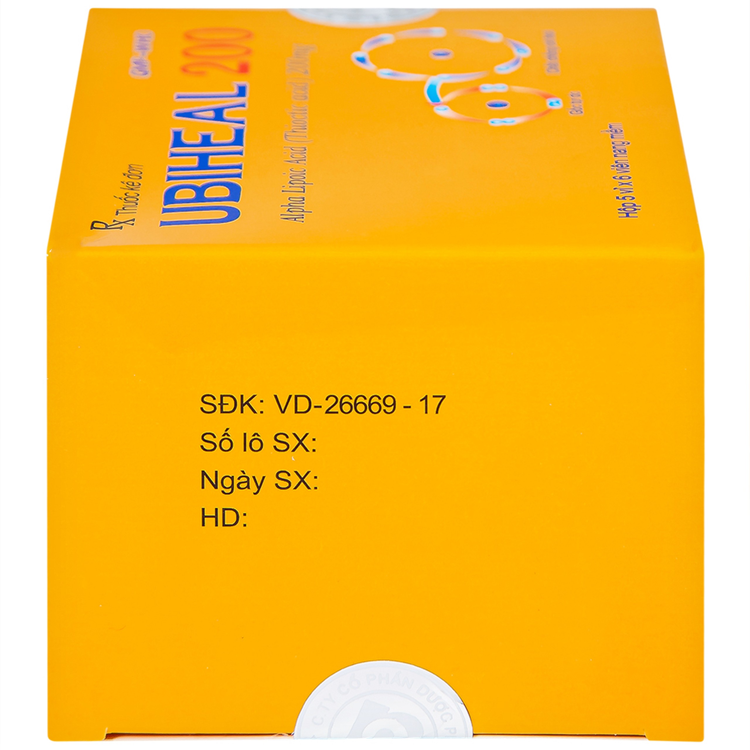 Thuốc Ubiheal 200 Nam Hà điều trị các rối loạn cảm giác  do bệnh thần kinh đái tháo đường (5 vỉ x 6 viên)