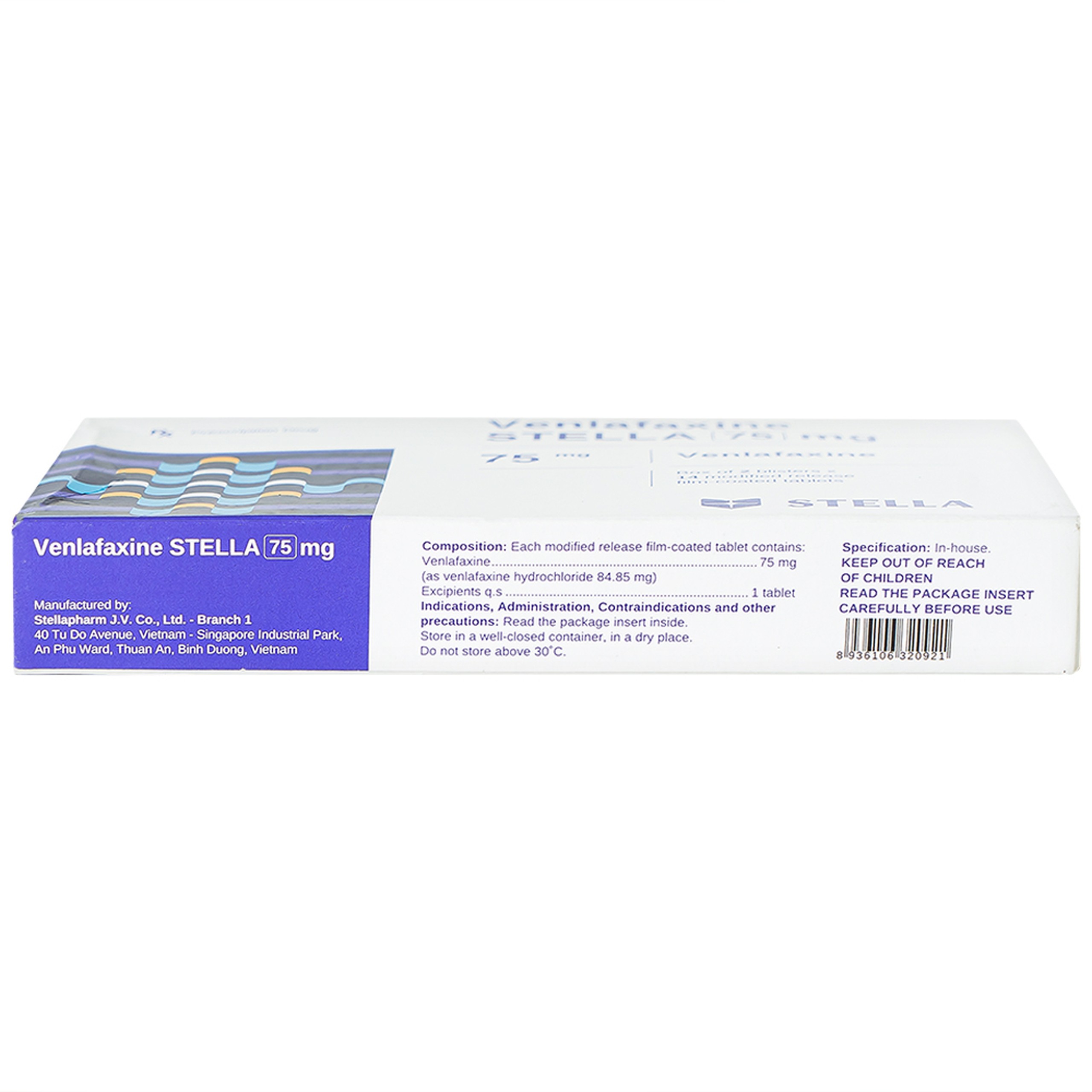 Thuốc Venlafaxine Stella 75mg điều trị các cơn trầm cảm nặng (2 vỉ x 14 viên)