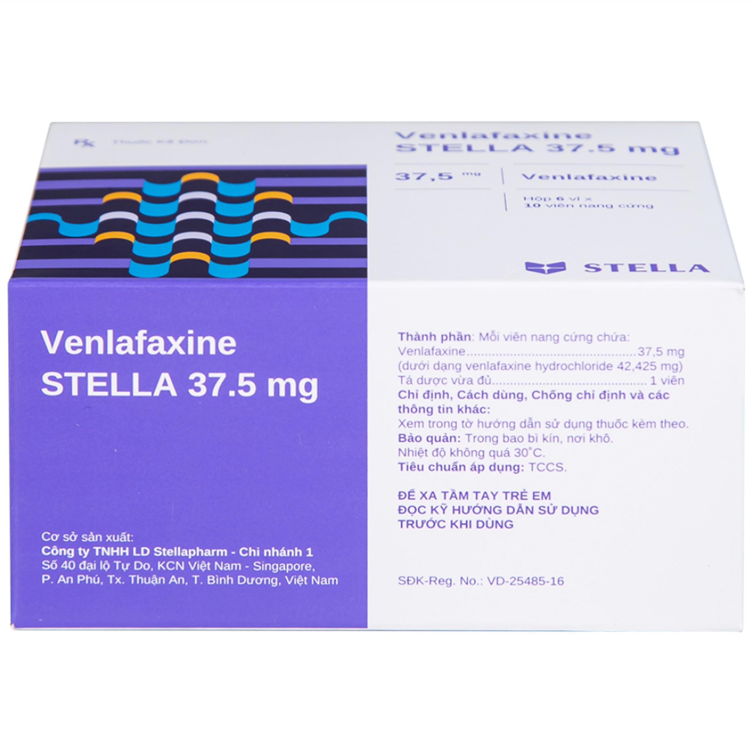 Thuốc Venlafaxine Stella 37.5mg điều trị các cơn trầm cảm nặng (6 vỉ x 10 viên)