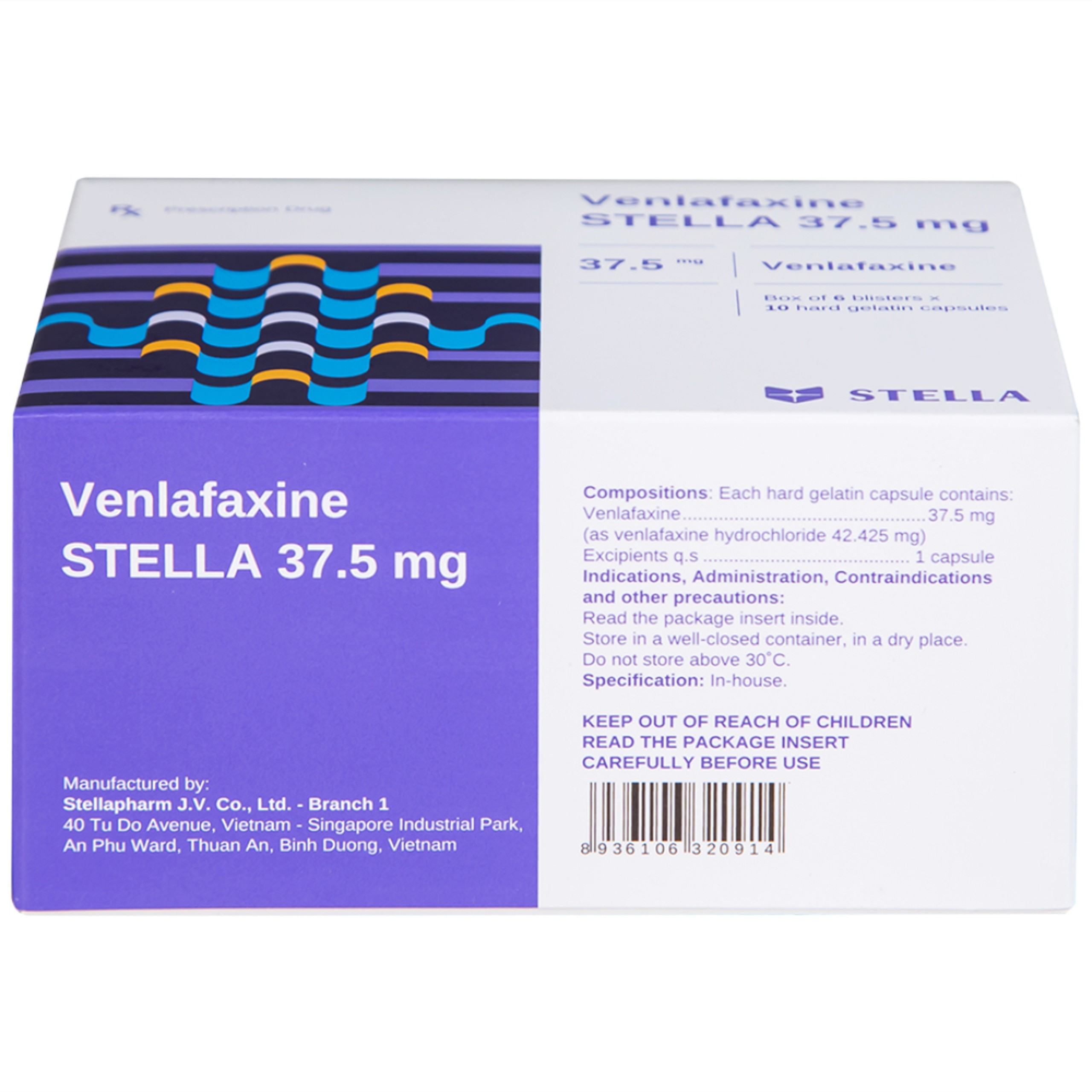 Thuốc Venlafaxine Stella 37.5mg điều trị các cơn trầm cảm nặng (6 vỉ x 10 viên)