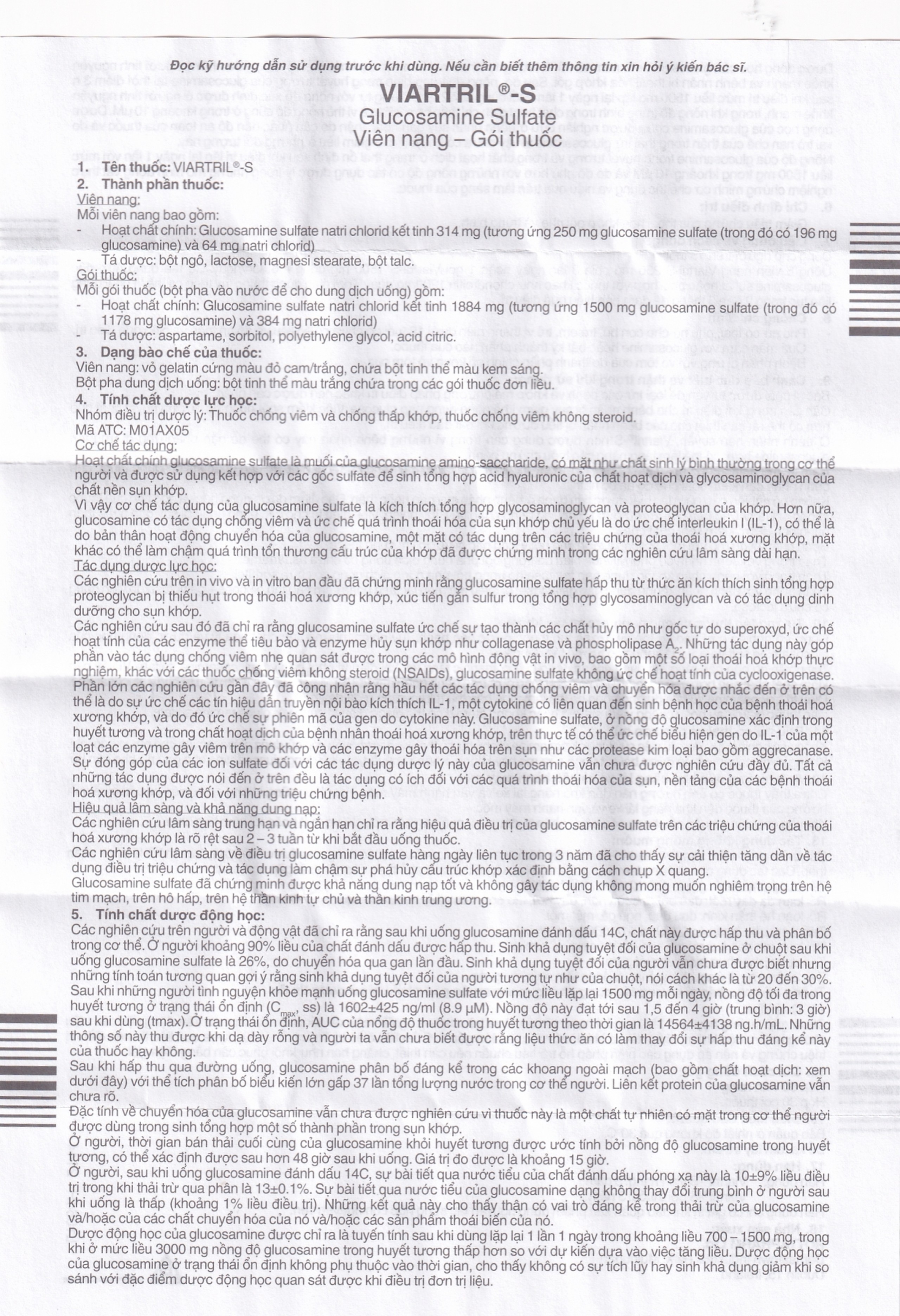 Bột pha uống Viartril-S 1500mg Rottapharm giảm triệu chứng thoái hóa khớp nhẹ và trung bình (30 gói)