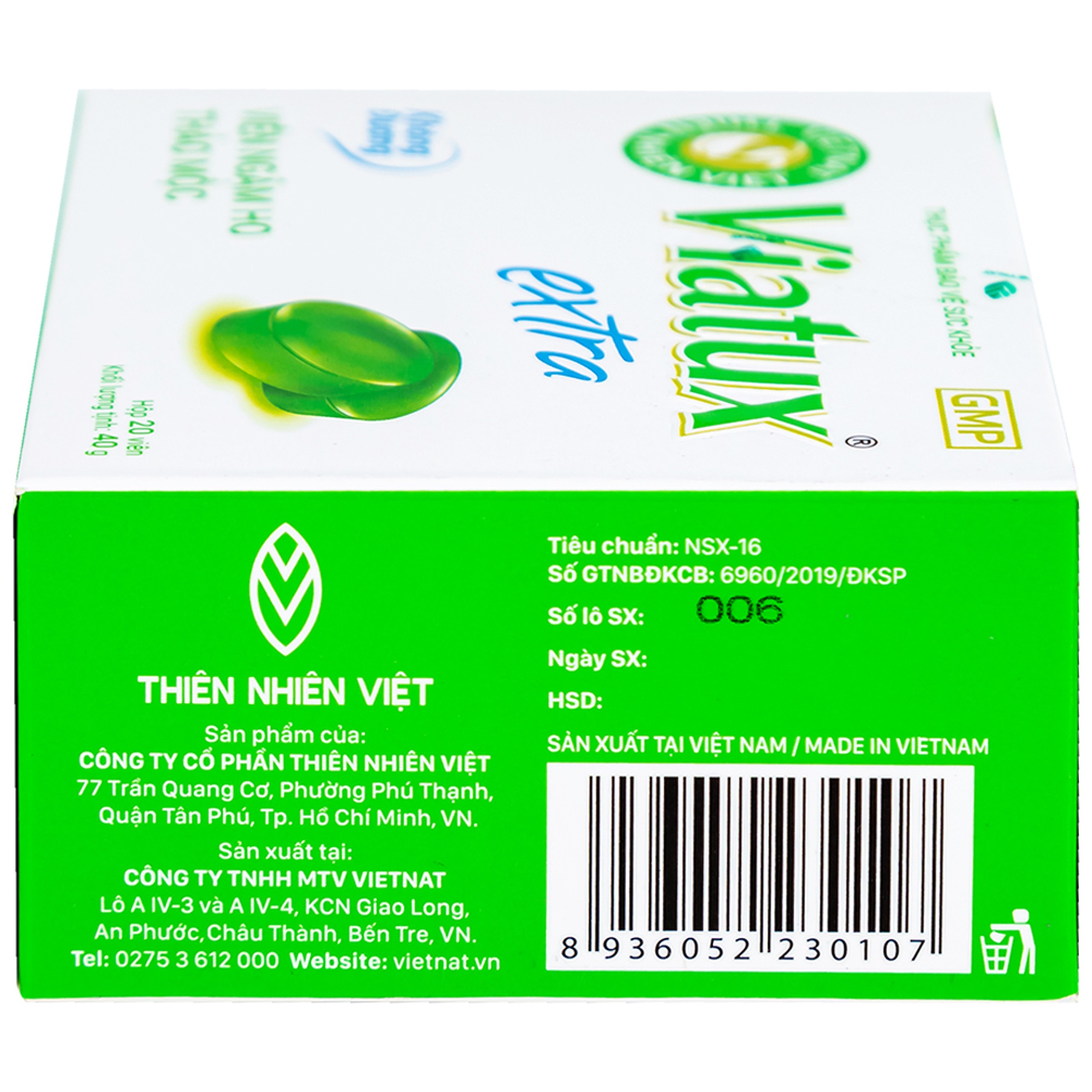 Kẹo Ngậm Ho Không Đường Viatux Extra (20 viên)