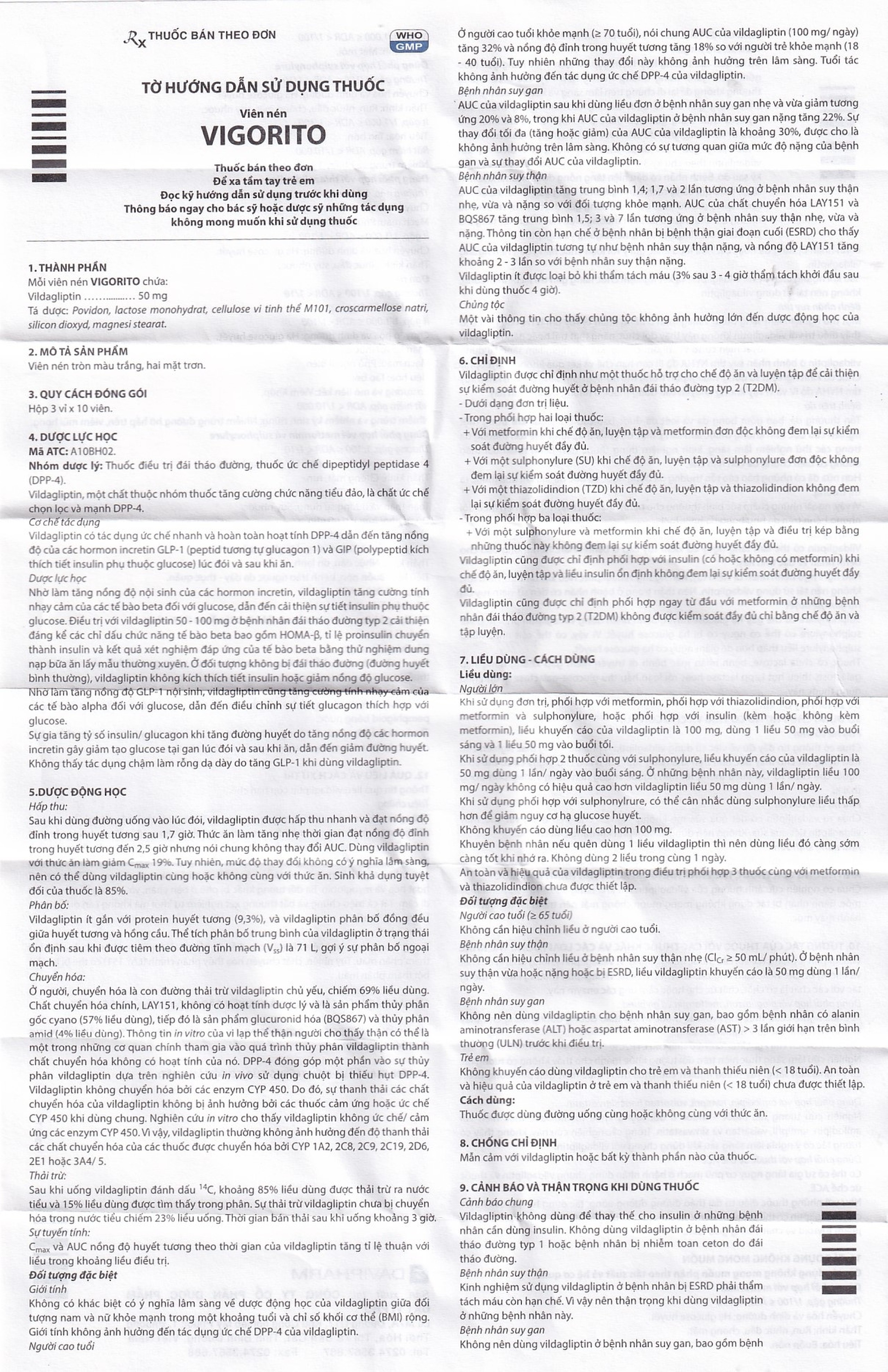 Thuốc Vigorito Davipharm kiểm soát đường huyết ở bệnh đái tháo đường típ 2 (3 vỉ x 10 viên) 