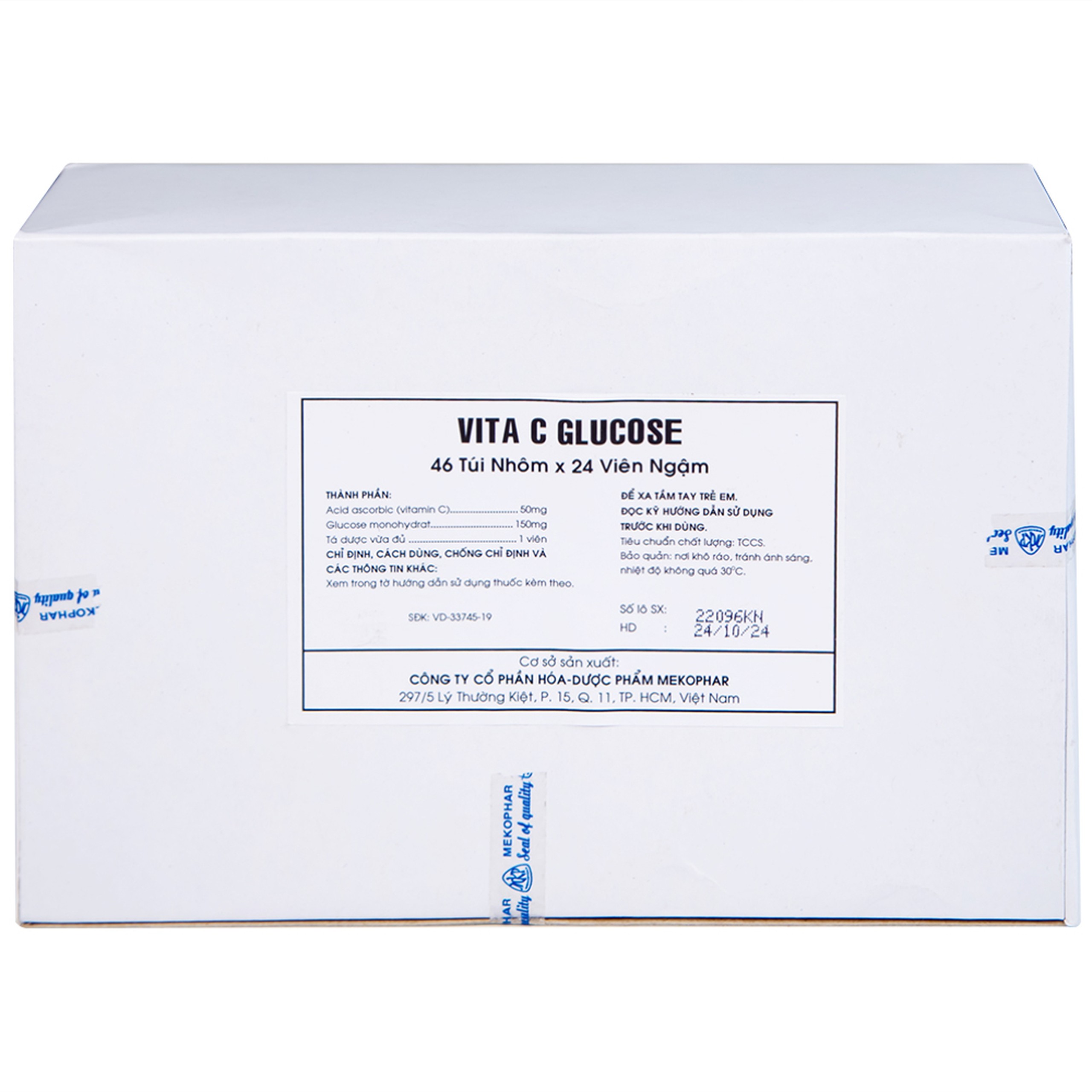 Viên ngậm Vita C Glucose Mekophar bổ sung Vitamin C (46 túi nhôm x 24 viên)