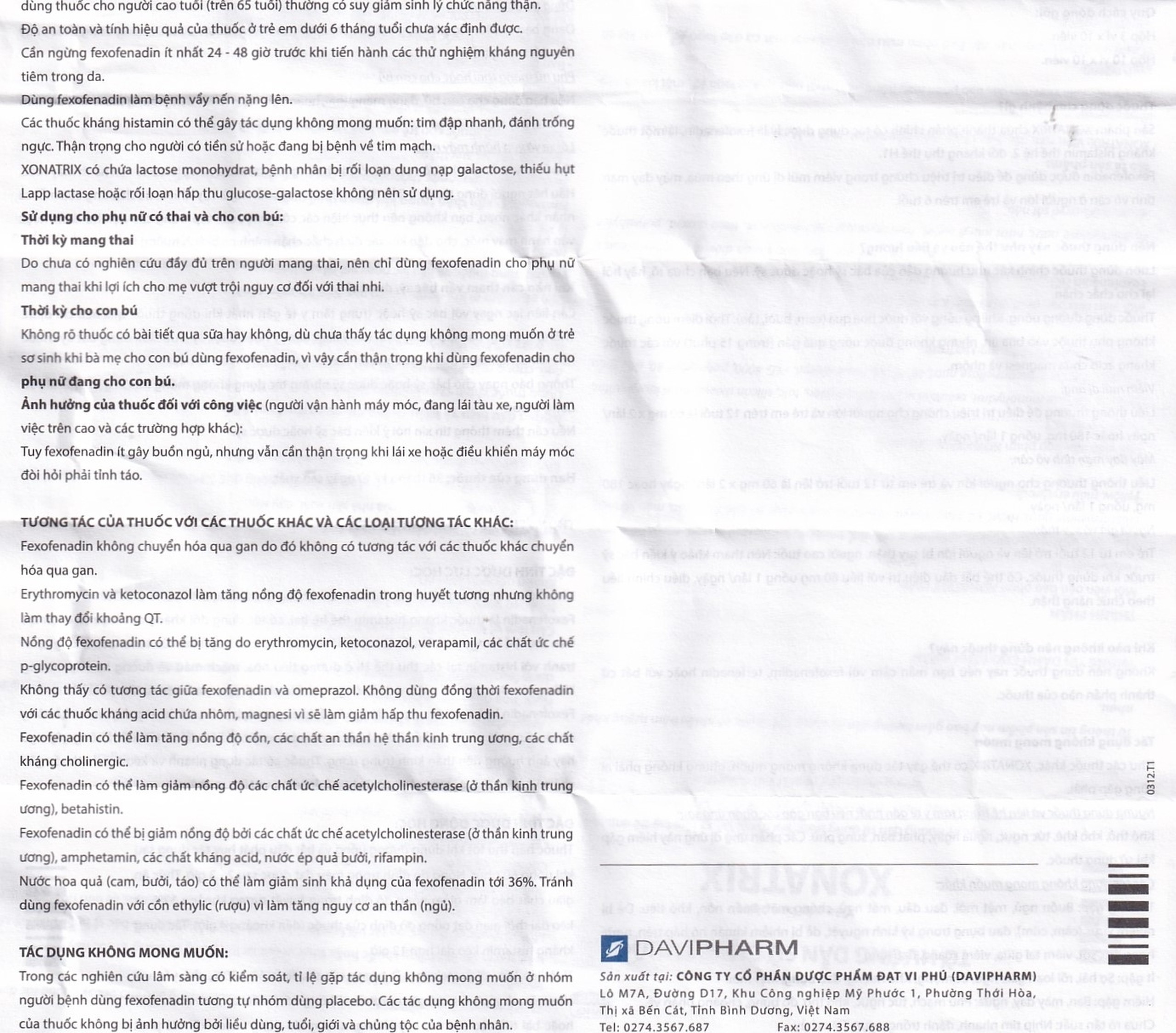 Thuốc Xonatrix Forte 180mg DaviPharm điều trị triệu chứng viêm mũi dị ứng theo mùa (10 vỉ x 10 viên) 