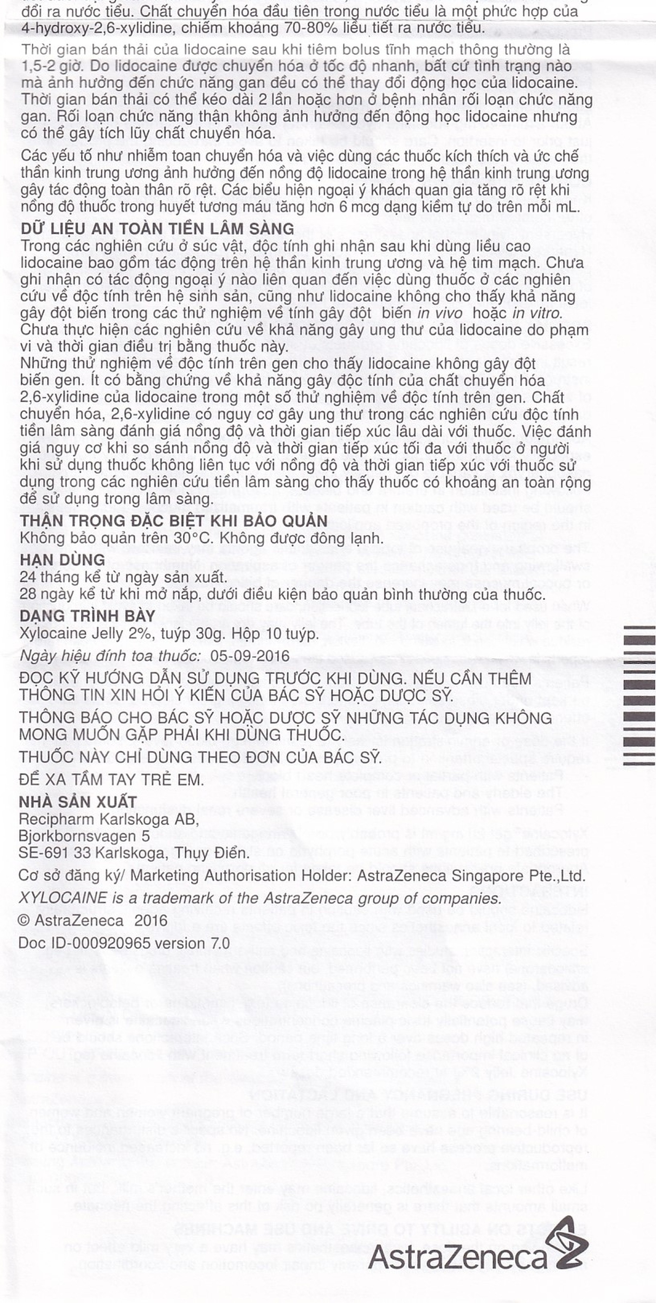 Gel Xylocaine Jelly 2% AstraZeneca gây tê bôi trơn bề mặt (30g)