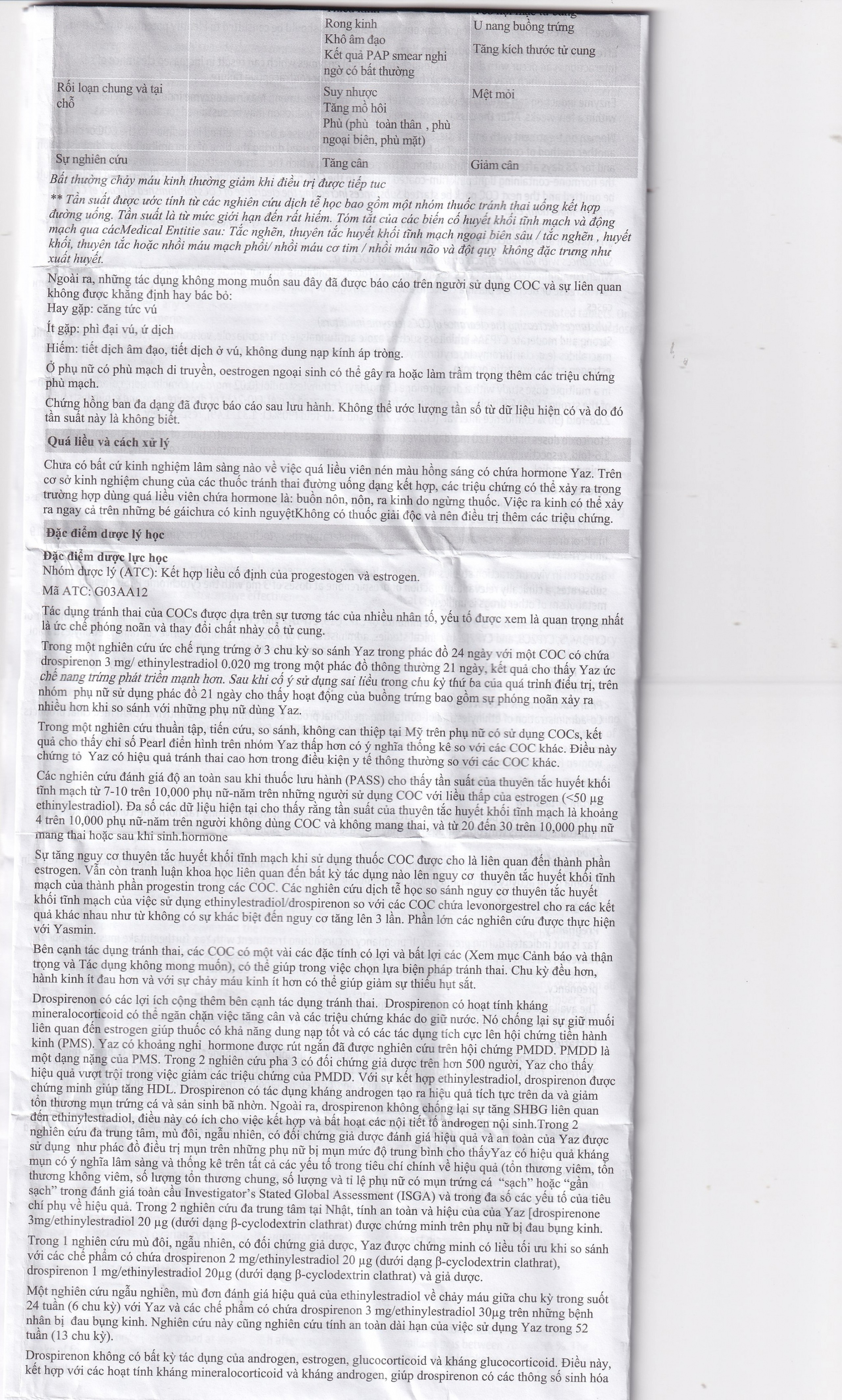 Thuốc Yaz Bayer dùng tránh thai, điều trị mụn trứng cá (1 vỉ x 28 viên)