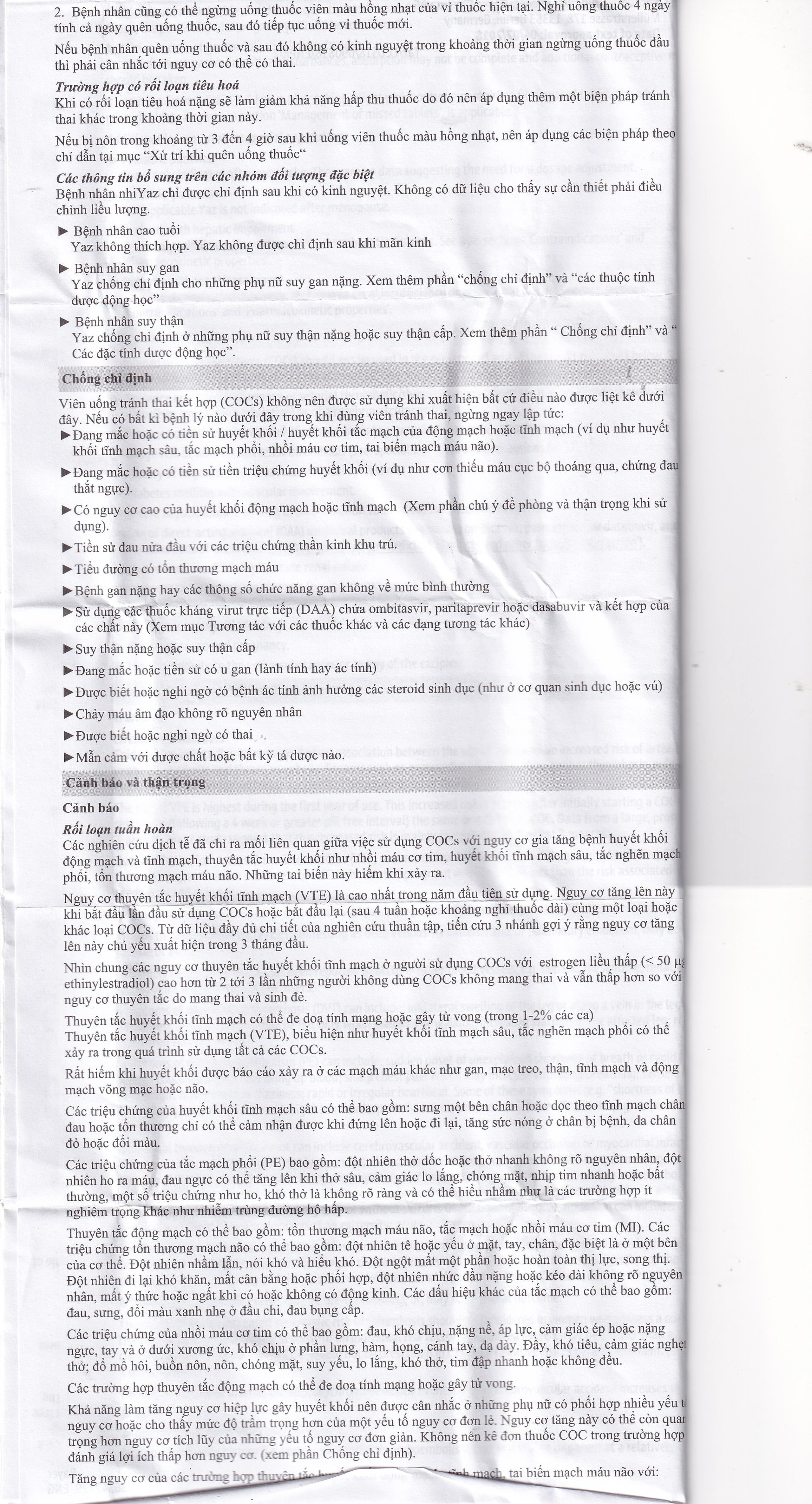 Thuốc Yaz Bayer dùng tránh thai, điều trị mụn trứng cá (1 vỉ x 28 viên)