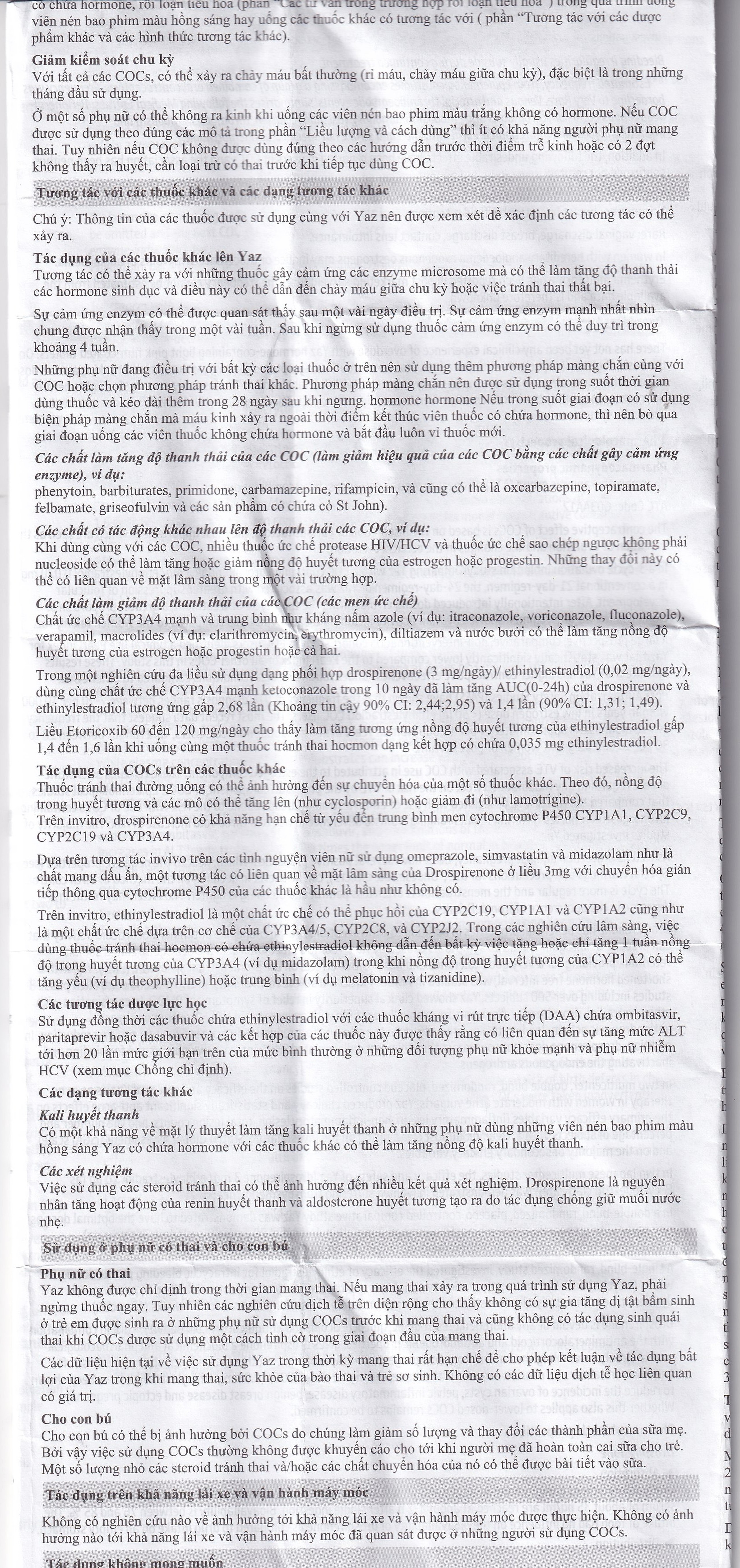 Thuốc Yaz Bayer dùng tránh thai, điều trị mụn trứng cá (1 vỉ x 28 viên)