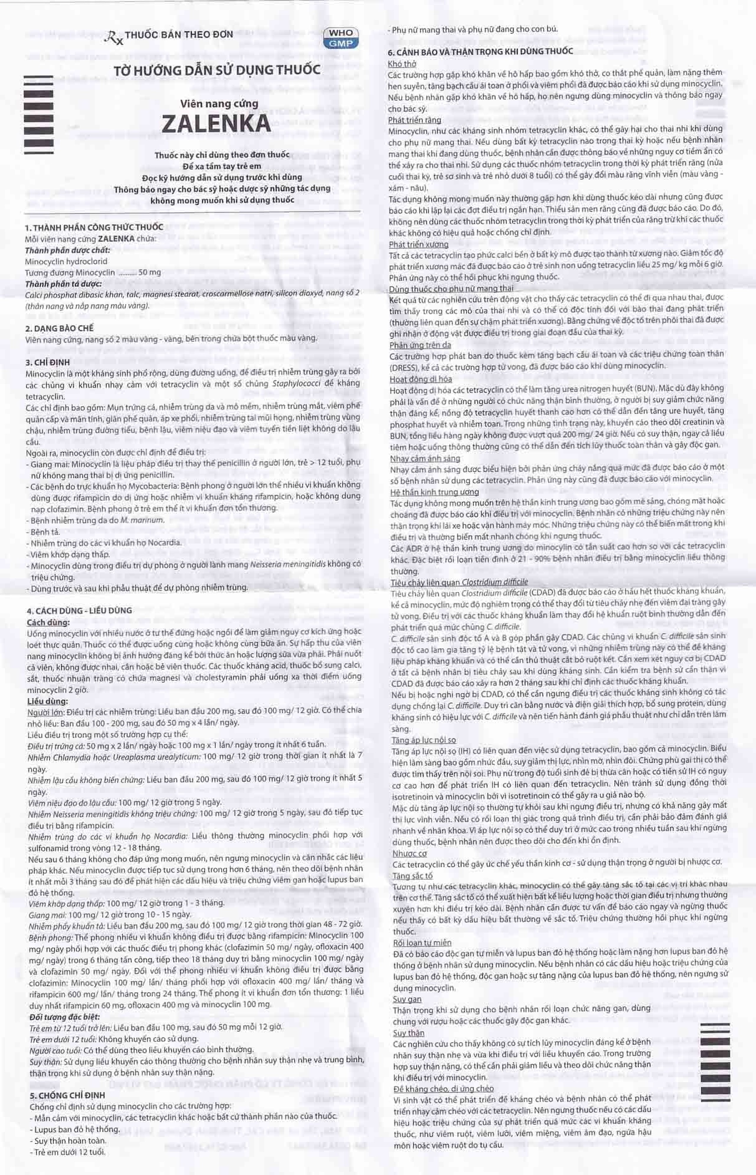 Thuốc Zalenka 50mg Davi Pharm điều trị mụn trứng cá, nhiễm trùng da và mô mềm (3 vỉ x 10 viên)