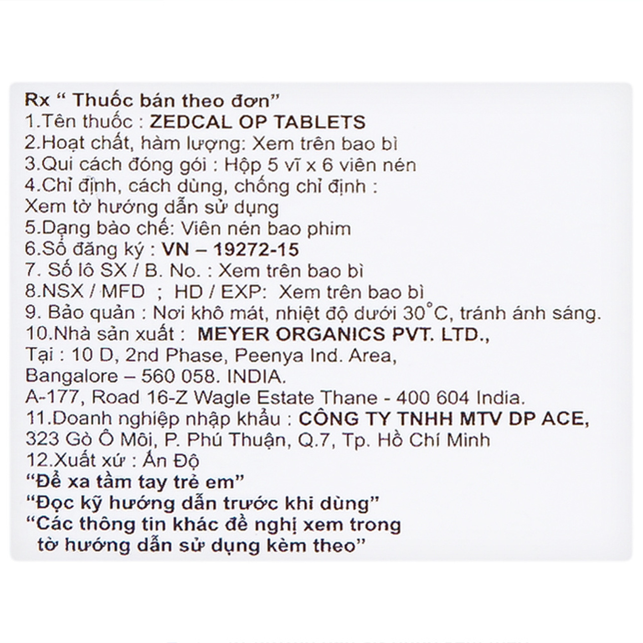 Thuốc Zedcal-OP Meyer điều trị loãng xương (5 vỉ x 6 viên)