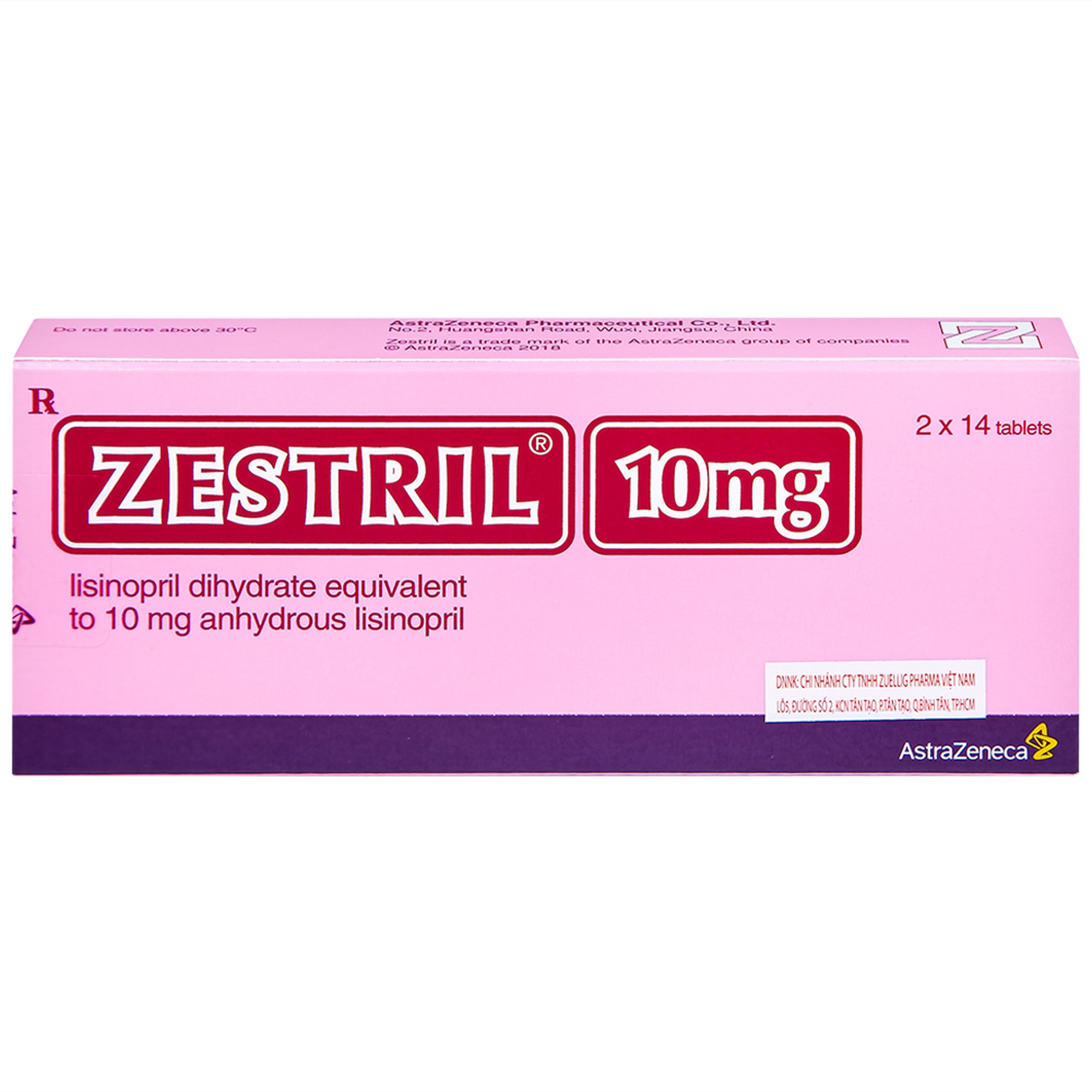 Thuốc Zestril 10mg AstraZeneca điều trị tăng huyết áp, suy tim (2 vỉ x 14 viên)