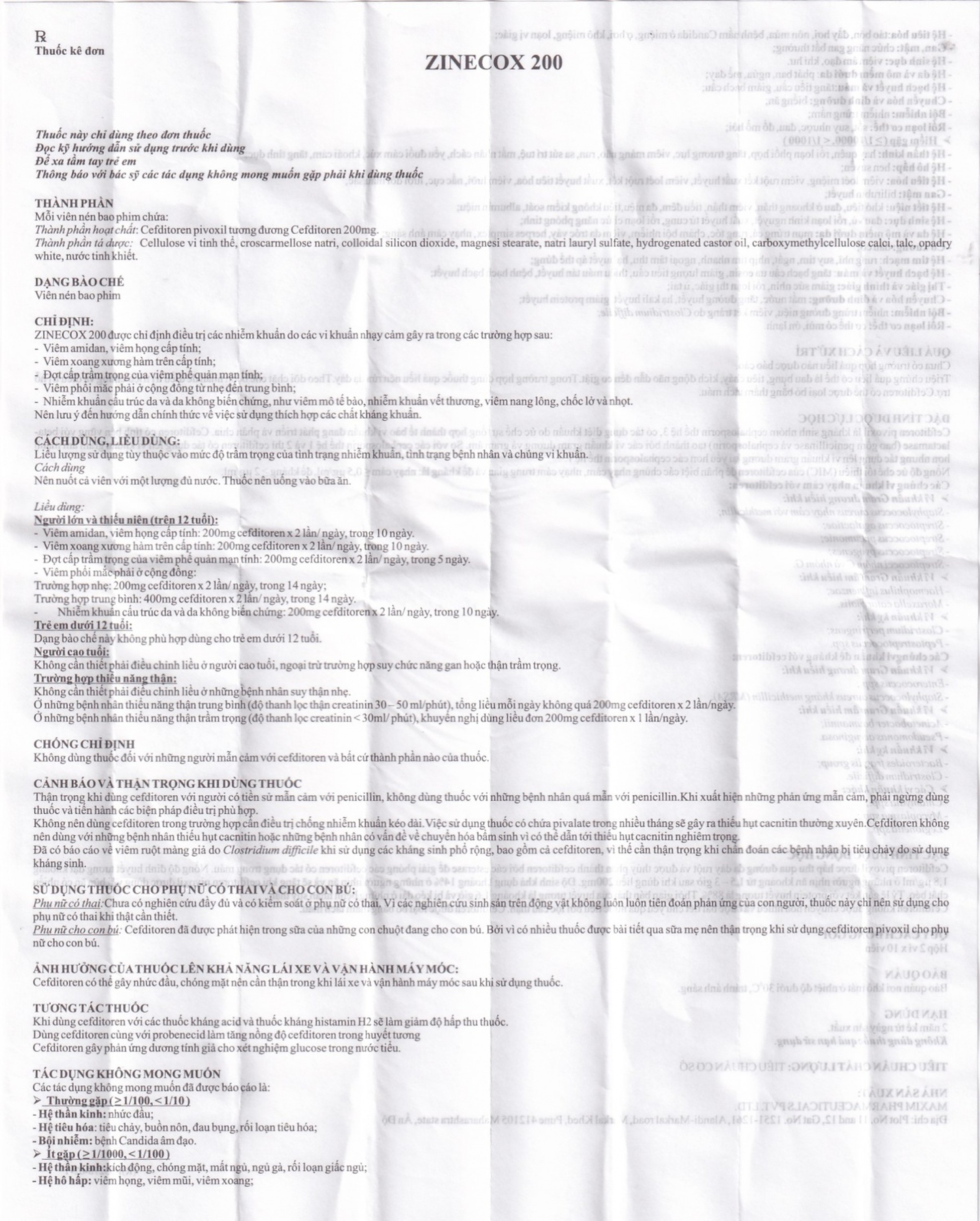 Thuốc Zinecox 200 Maxim điều trị viêm amidan, viêm họng cấp (2 vỉ x 10 viên)