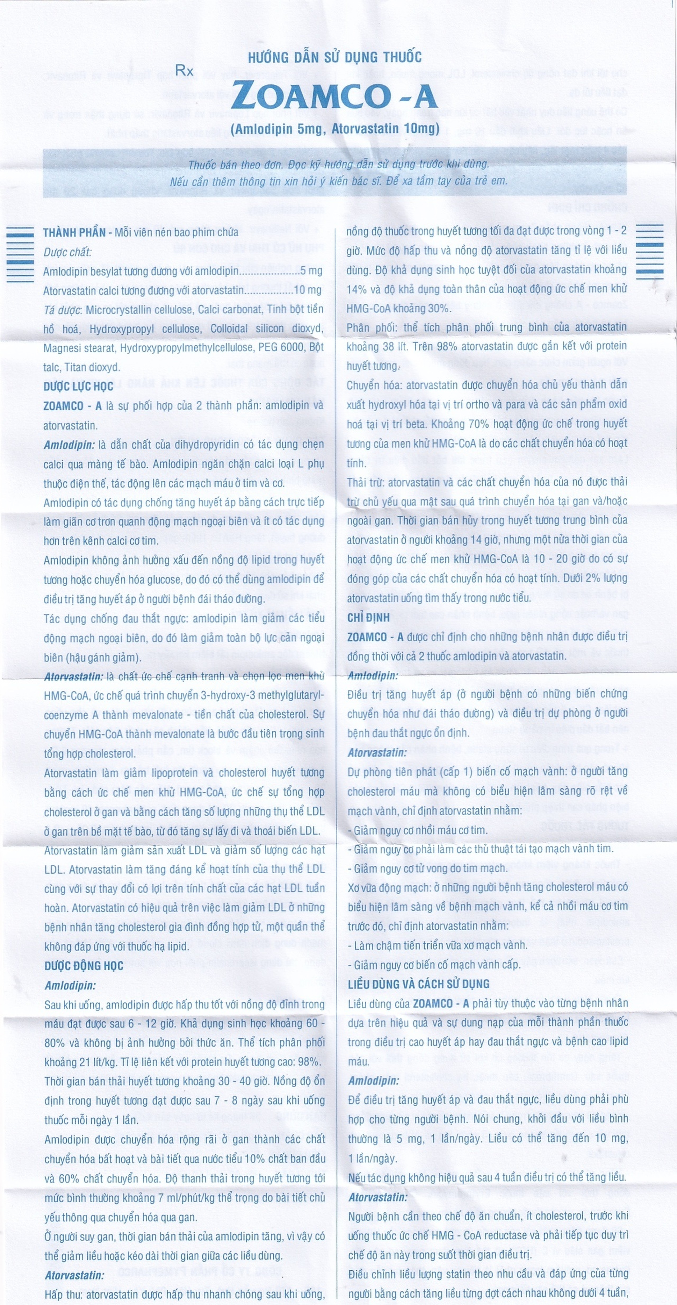 Thuốc Zoamco-A Pymepharco điều trị tăng huyết áp (2 vỉ x 10 viên)