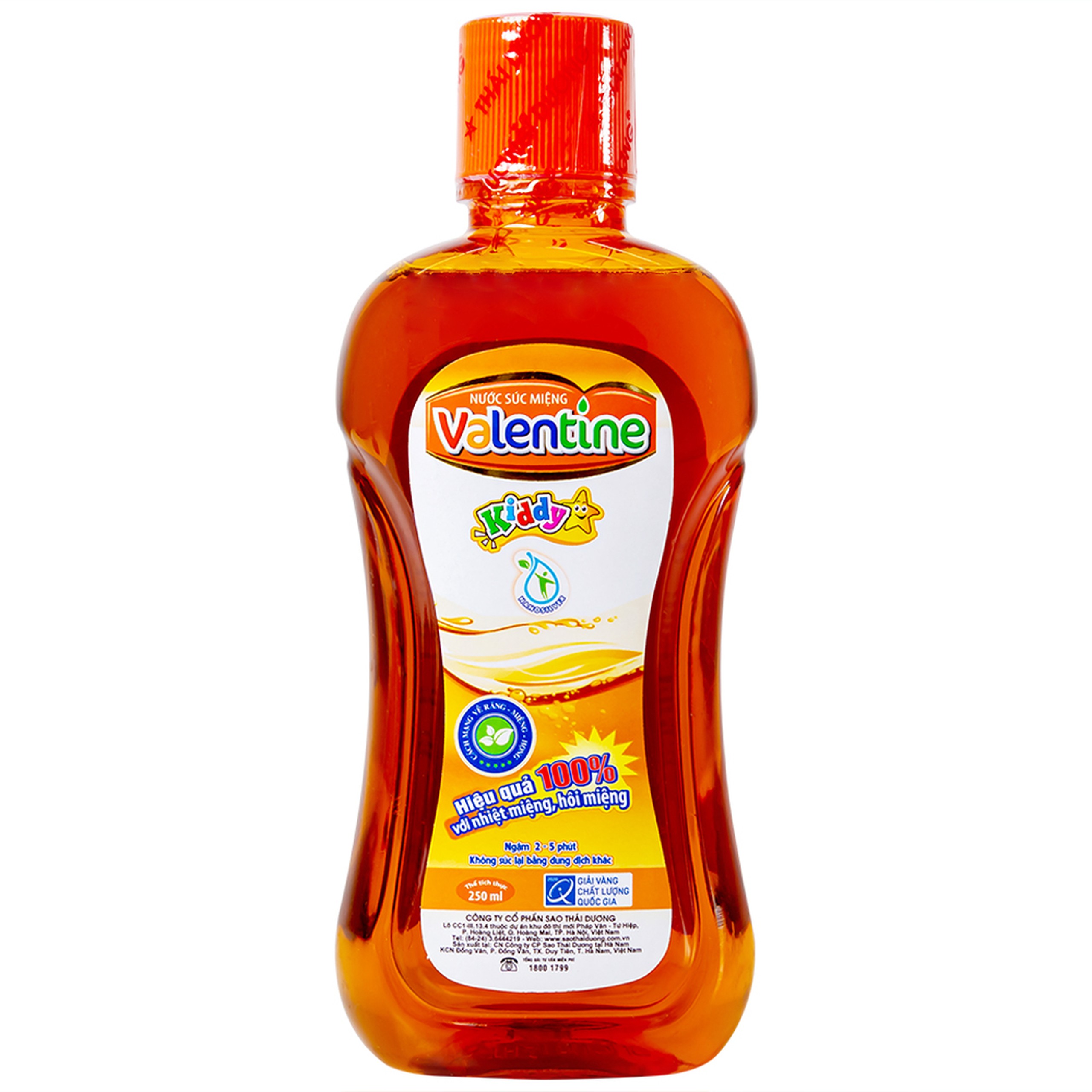Nước súc miệng trẻ em Valentine Kiddy Thái Dương giúp vệ sinh răng miệng, ngăn ngừa sâu răng (250ml)