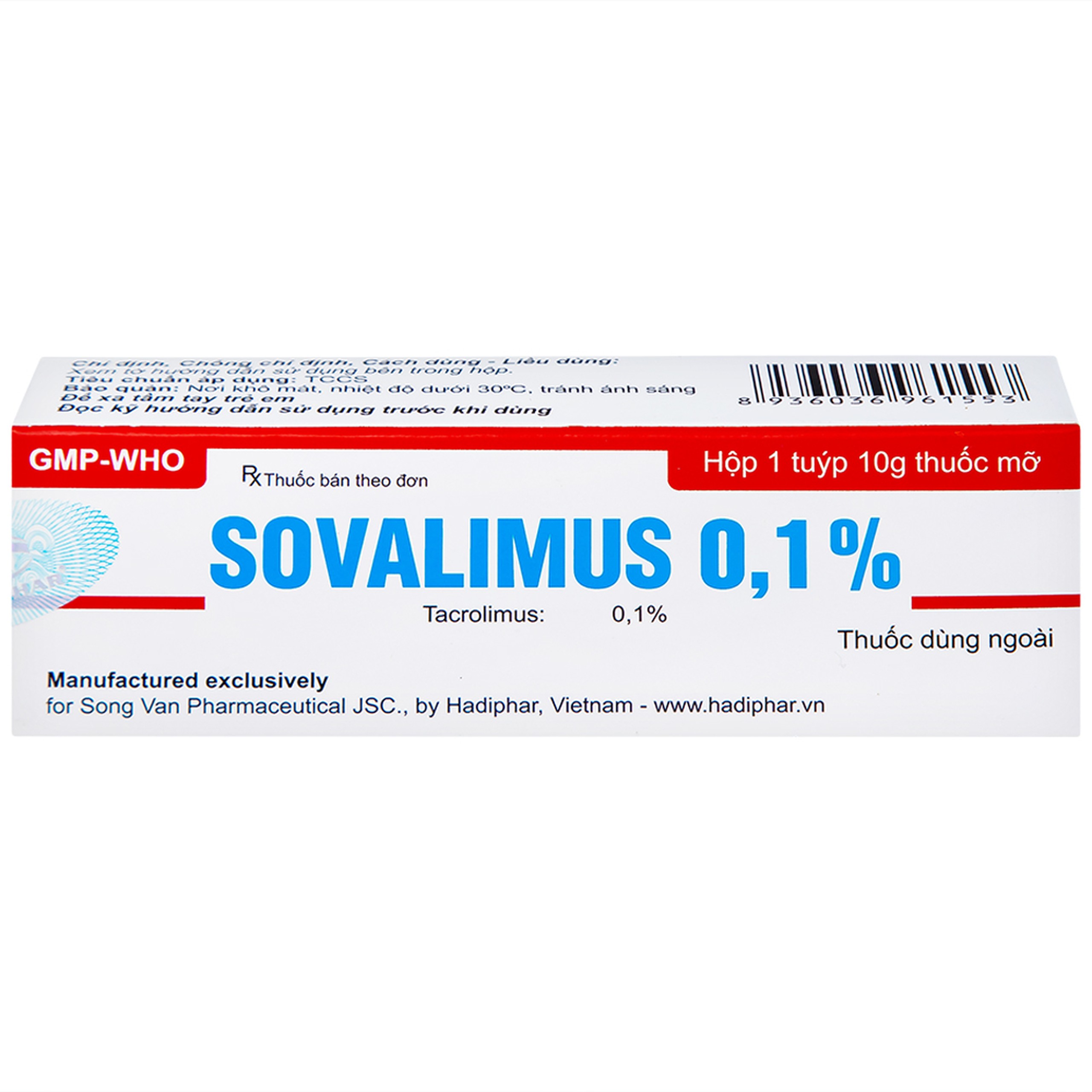 Thuốc mỡ Sovalimus 0.1% Hadiphar  điều trị chàm cơ địa (10g)