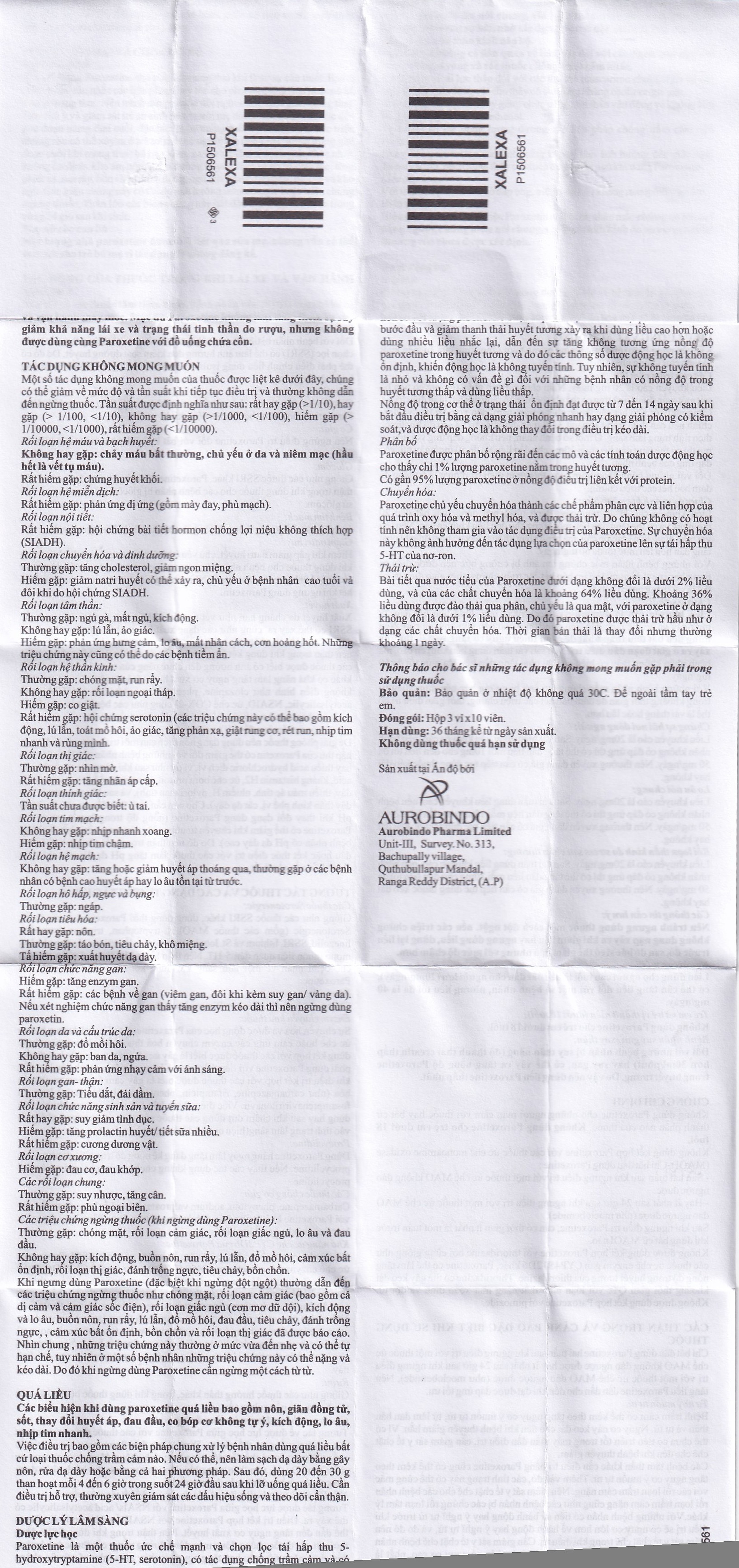 Thuốc Xalexa 30 Aurobindo điều trị các cơn trầm cảm lớn (3 vỉ x 10 viên) 