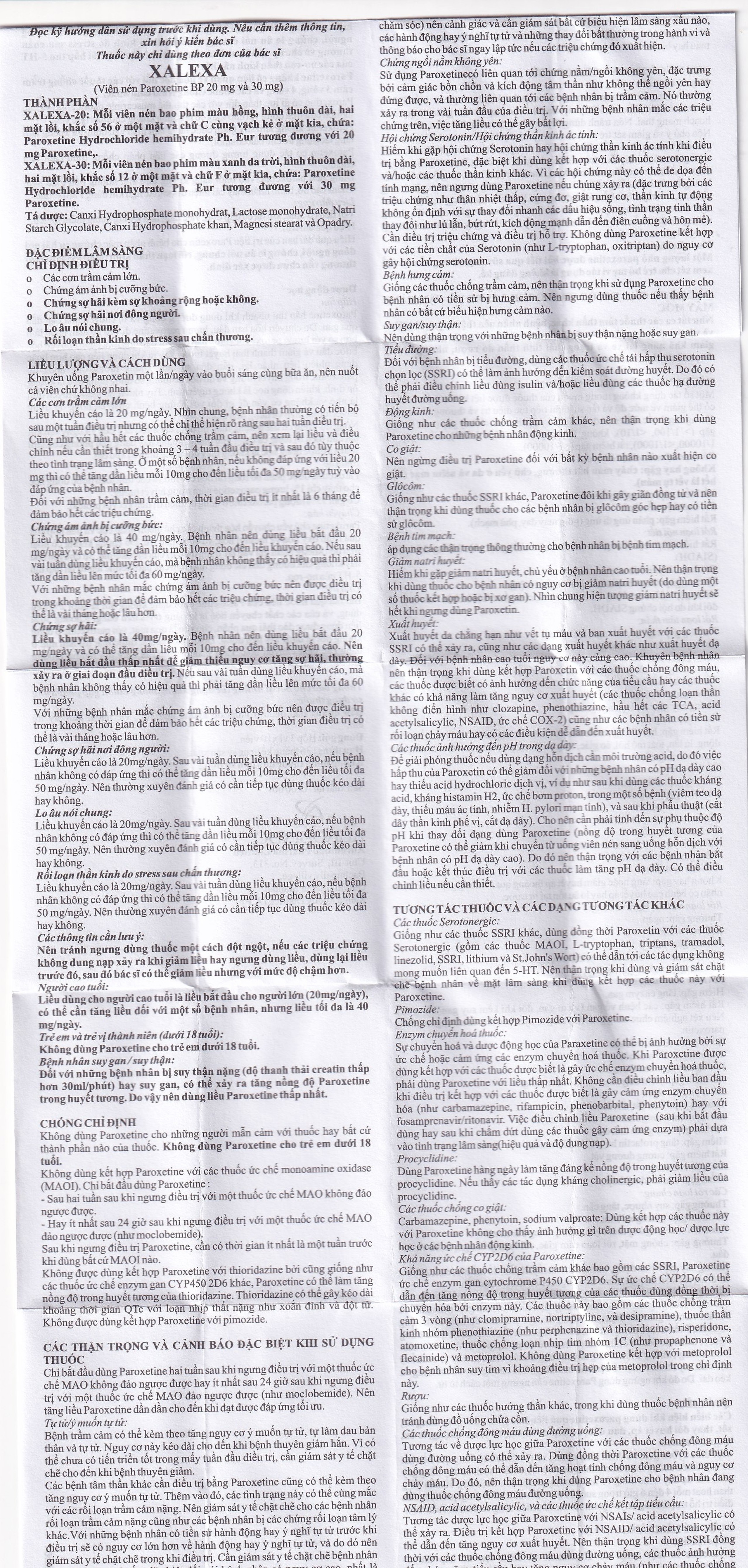 Thuốc Xalexa 30 Aurobindo điều trị các cơn trầm cảm lớn (3 vỉ x 10 viên) 